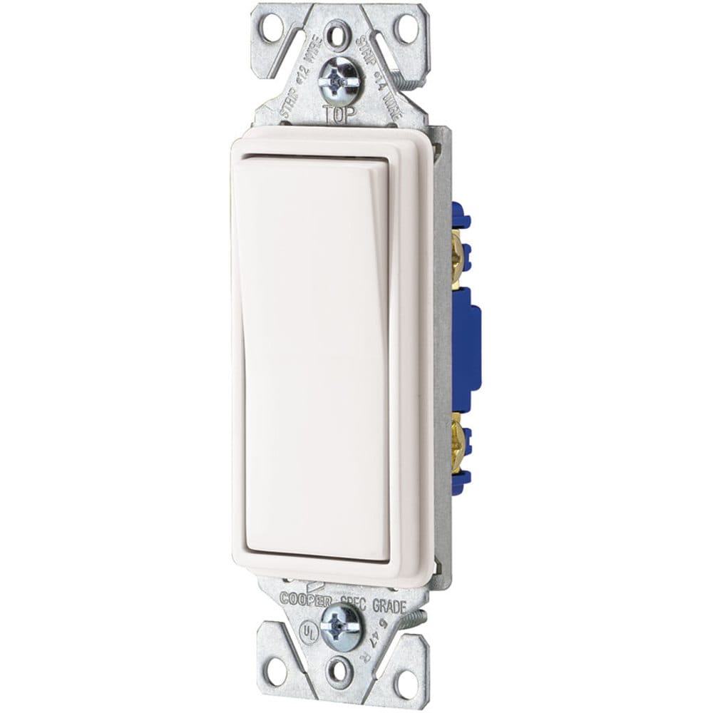 Eaton 15-Amp Single-Pole Rocker Light Switch, White in the Light Switches  department at