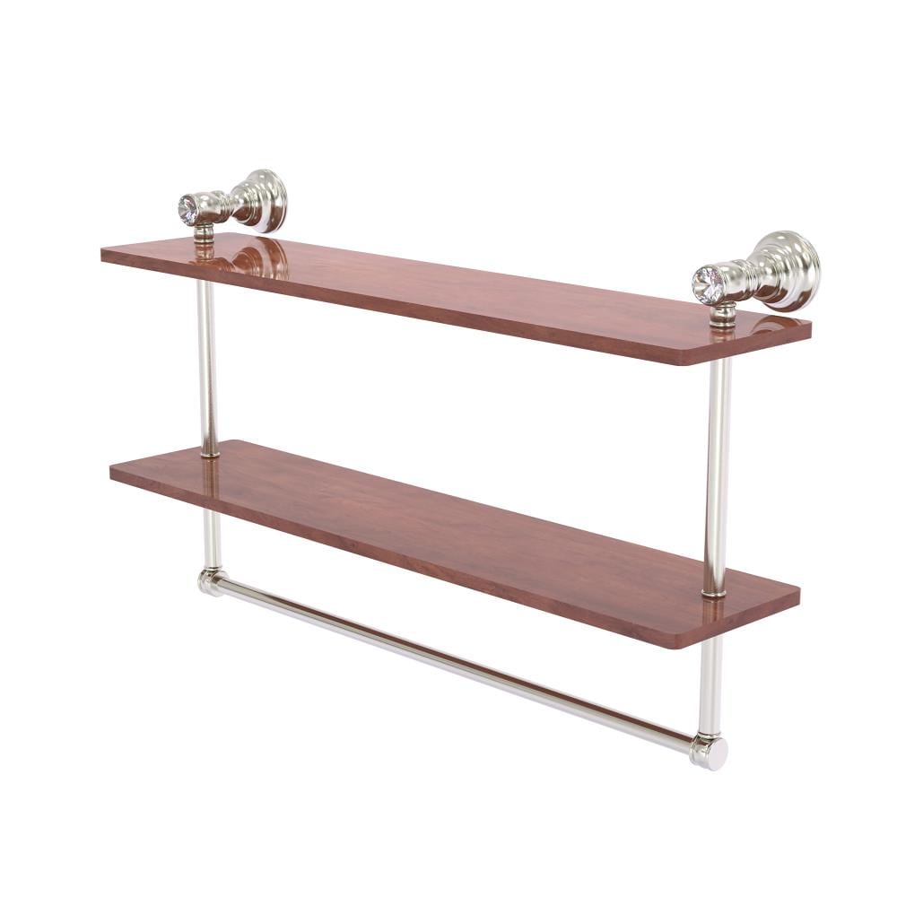 Allied Brass CC-2-22-TB-IRW-SN Carolina Crystal Satin Nickel 2 -Tier Wall mount Bathroom Shelf ( 22-in x 12.8-in x 5-in )
