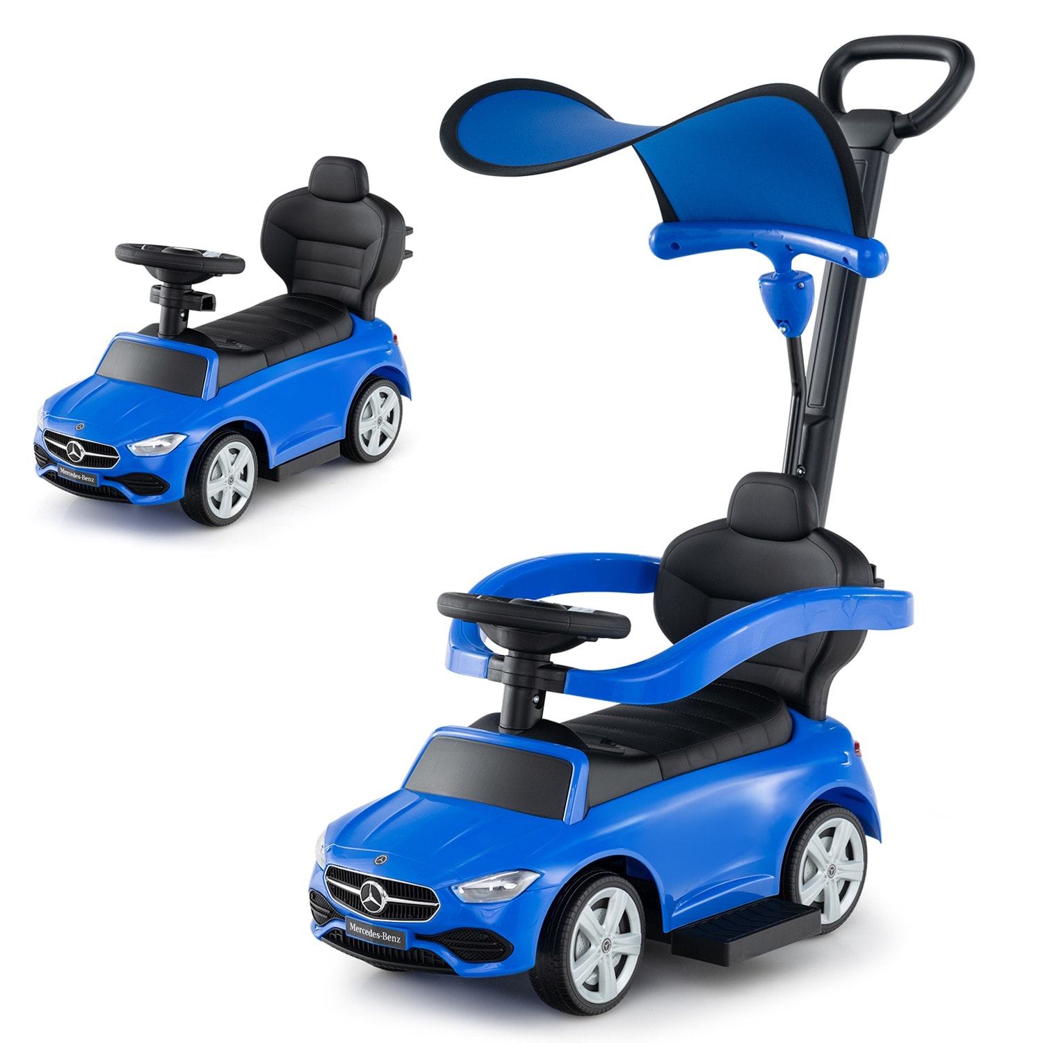 Costway Kids Ride on Push Car Mercedes-Benz Licensed 3-in-1 Sliding Car Blue | CSHY002002