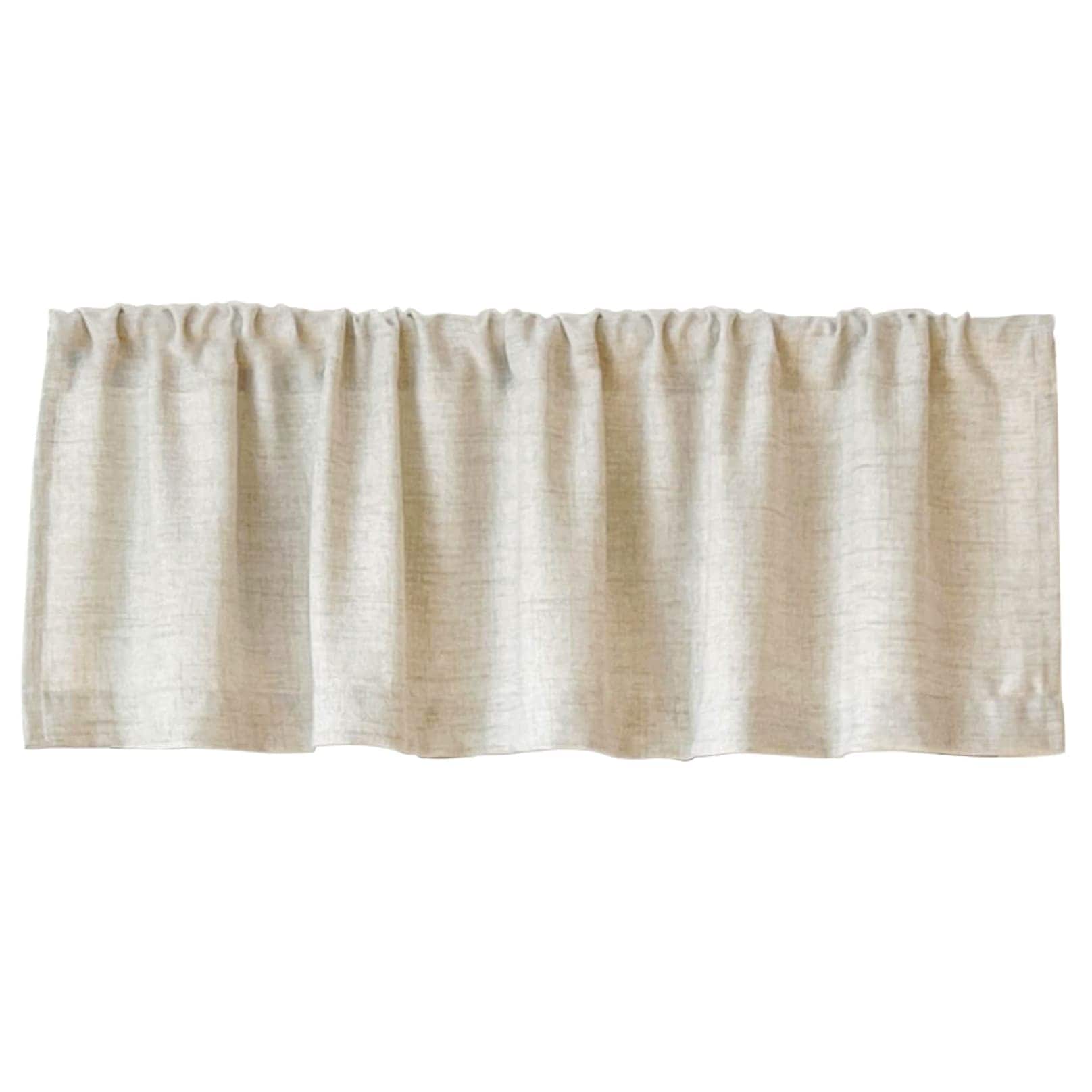 Etokfoks  2 Pack Faux Linen Valance for Windows Kitchen Living Room Valances Rod Pocket Farmhouse Country Rustic Bathroom Small Window Treatment