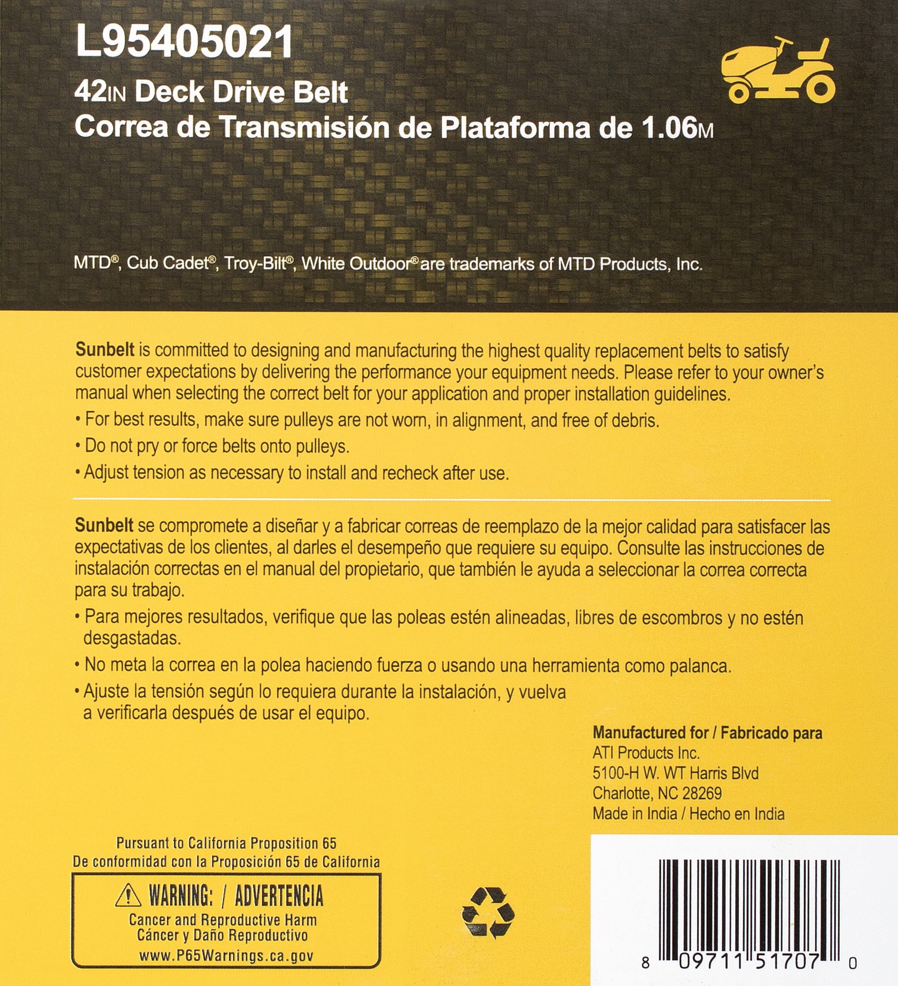 Sunbelt L95405021 Riding-Mower-Belts - View #6