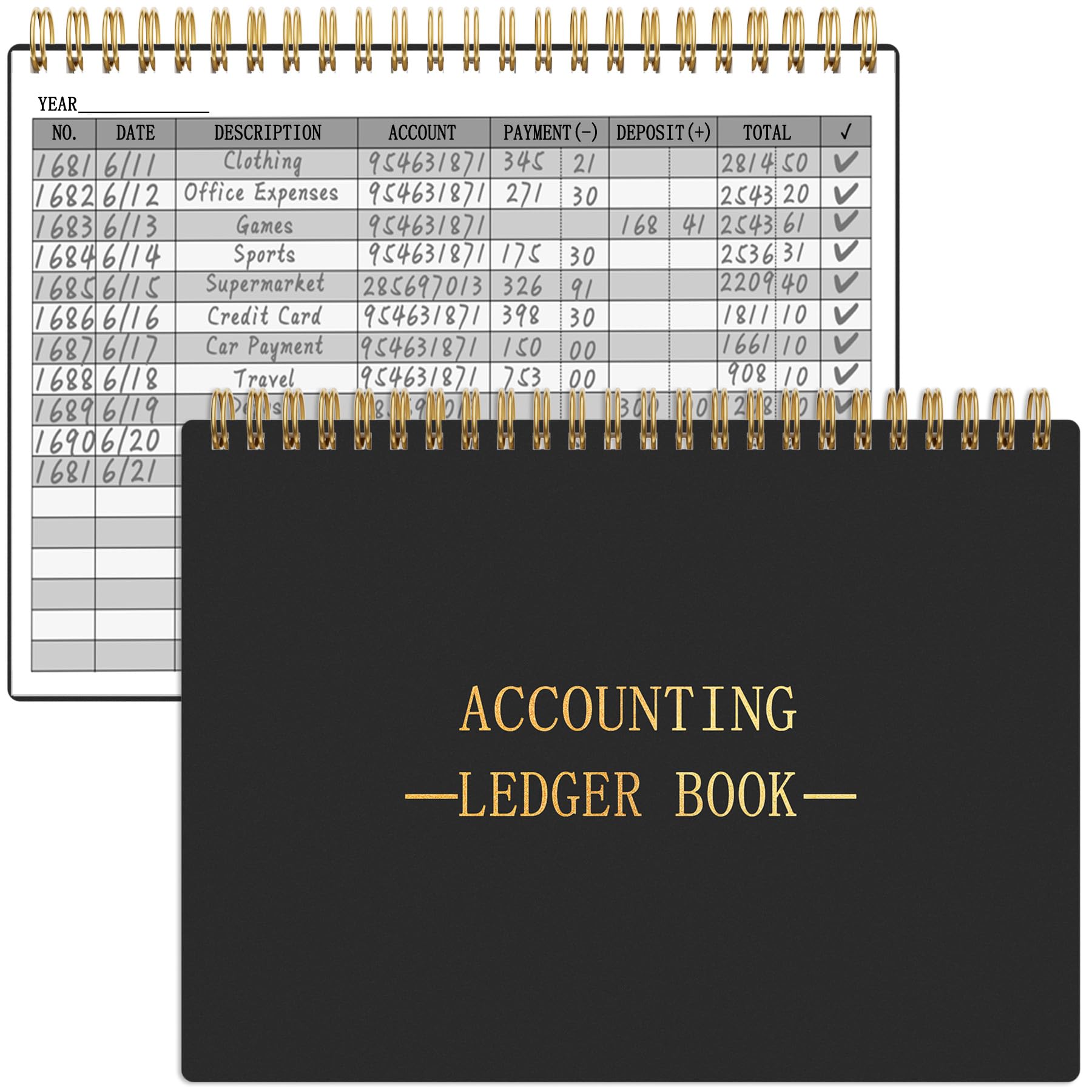 KIWDZFU Accounting Ledger Book A5 Horizontal Financial Expense Tracker ...