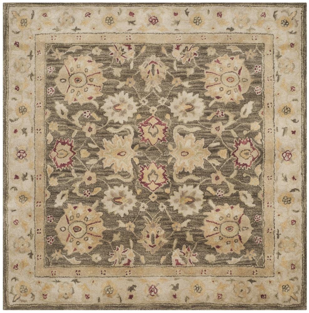 Safavieh AT853A-6SQ Antiquity Shanabad 6 x 6 (ft) Tufted Wool Olive Gray/Beige Square Indoor Distressed/Overdyed Vintage Area rug