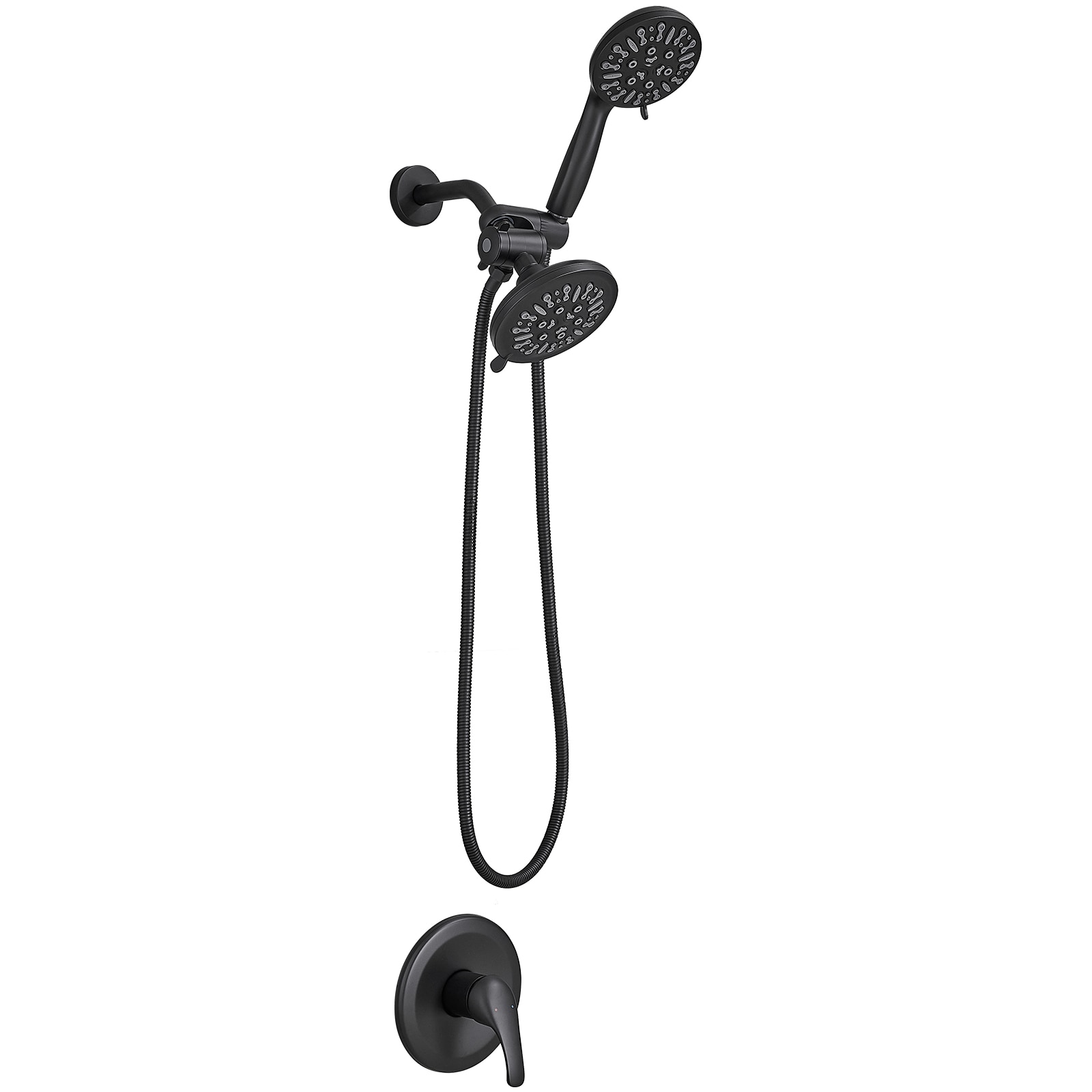 BWE Matte Black 1-handle Multi-function Round Shower Set Faucet Valve ...