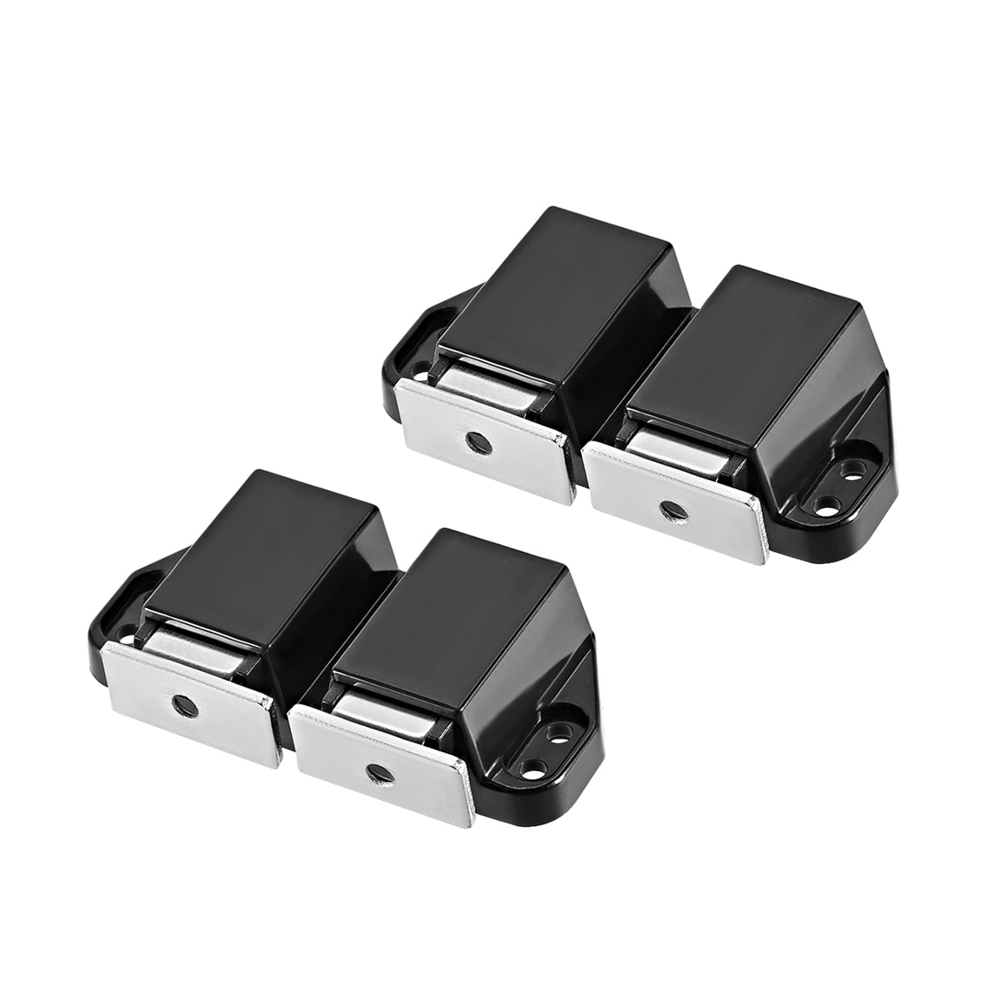 Unique Bargains Double Touch Catch Magnetic Press Latch for Cabinet Door Cupboard Black 2pcs