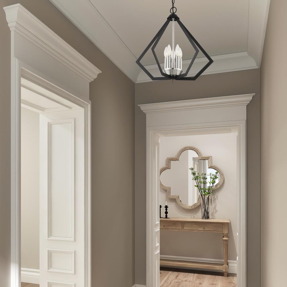 Modern Industrial Black and Nickel 5-Light Triangular Chandelier