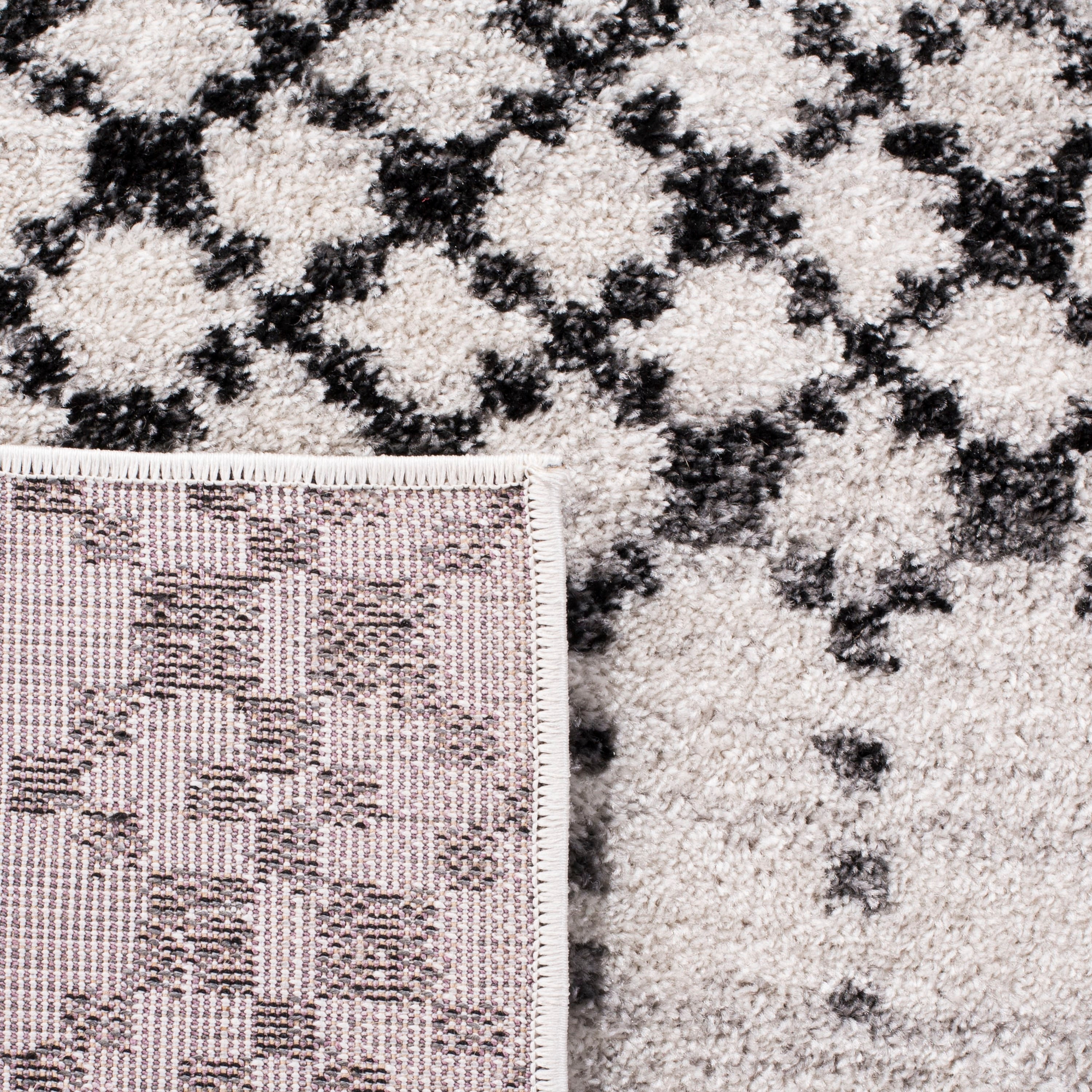 Gray and Ivory Geometric Synthetic Runner Rug, 2'6" x 8'
