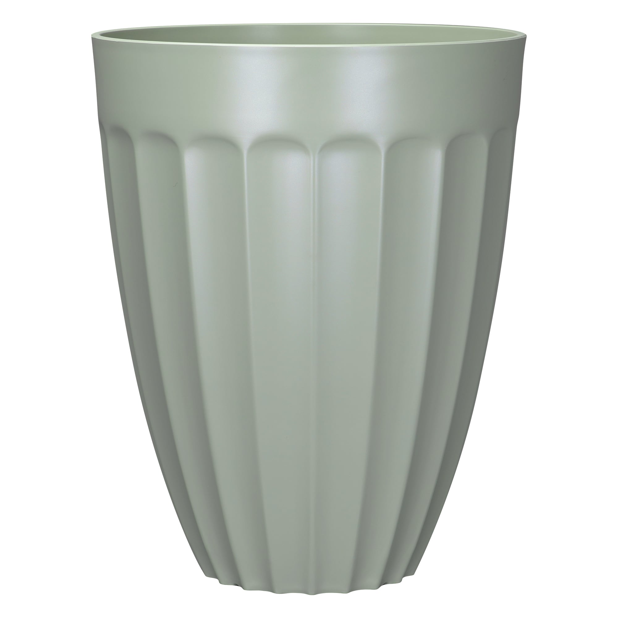 allen + roth PLJF216PGJ Round 15.12-in W Large Gray Recycled plastic Contemporary/Modern Indoor/Outdoor Planter with Drainage Holes
