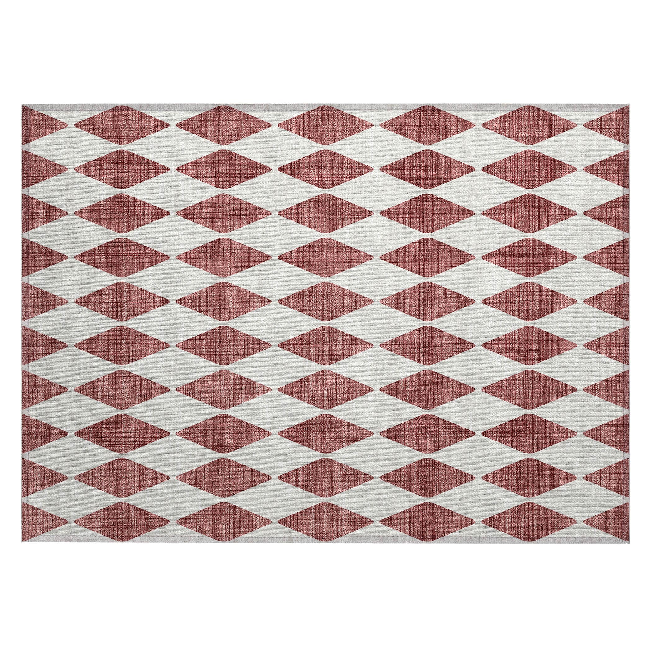 Burgundy Diamond Pattern Synthetic Washable Rug 1'8" x 2'6"