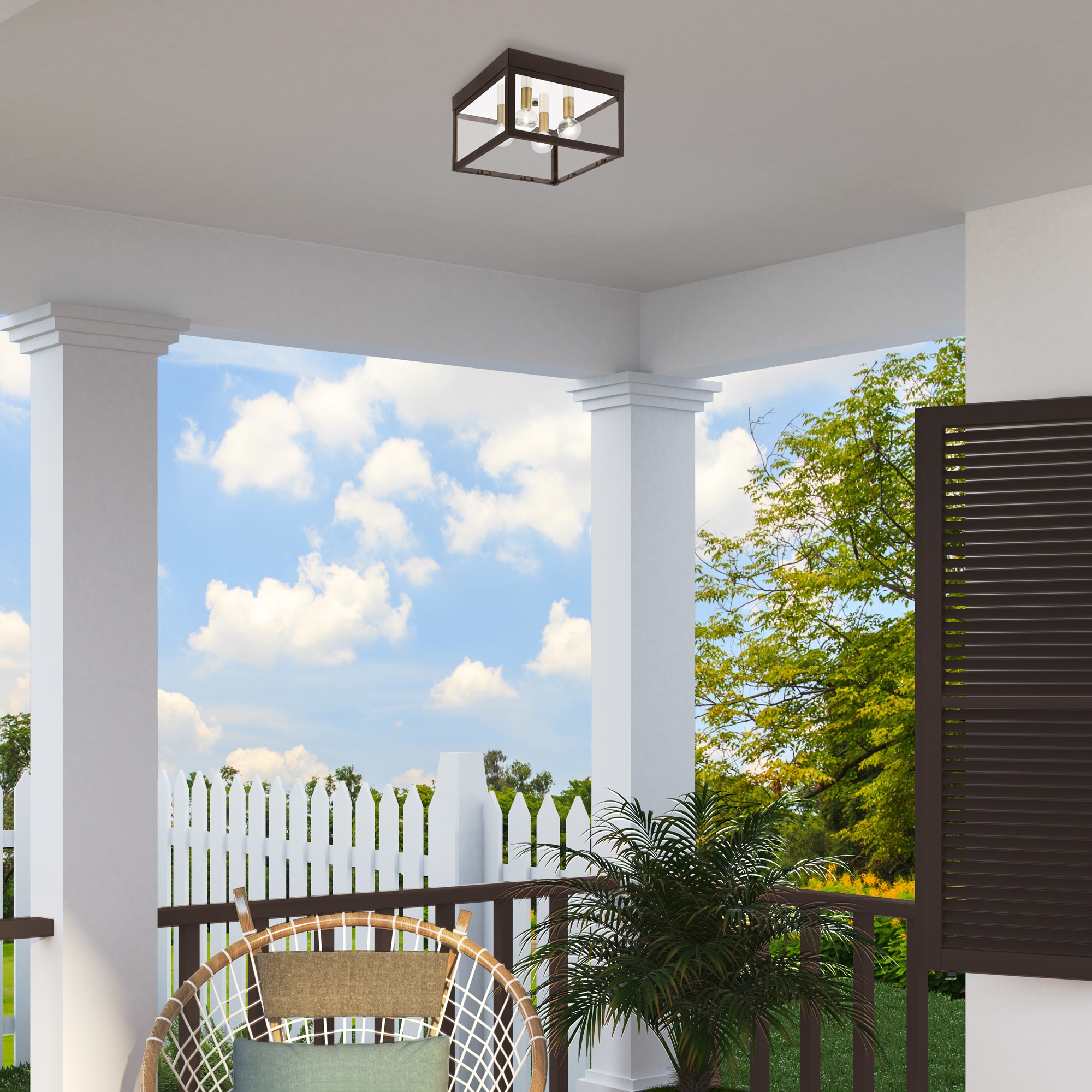 Bronze Nyack Clear Glass 4-Light Outdoor Ceiling Mount