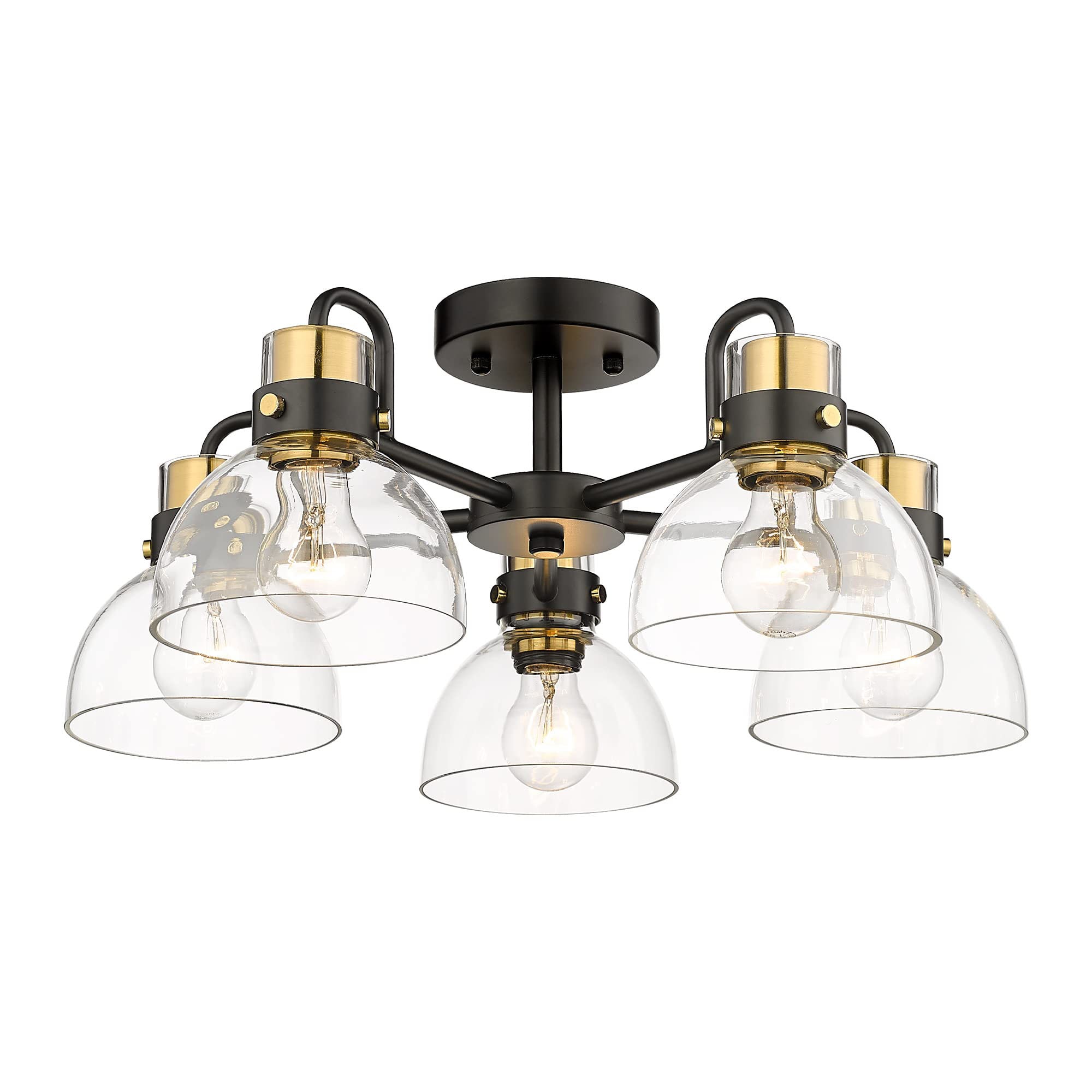 LTMATE LS5HZG68F-5 BK+BG JAZAVA 5 -Light 20.8-in Brushed Gold Semi Flush Mount Light