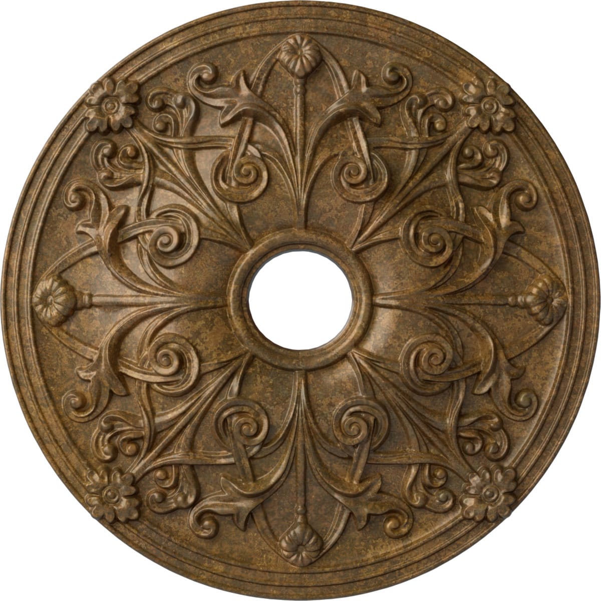 Ekena Millwork CM23JARZS Jamie 23.625-in W x 23.625-in L Painted Rubbed Bronze Polyurethane Whole Ceiling Medallion