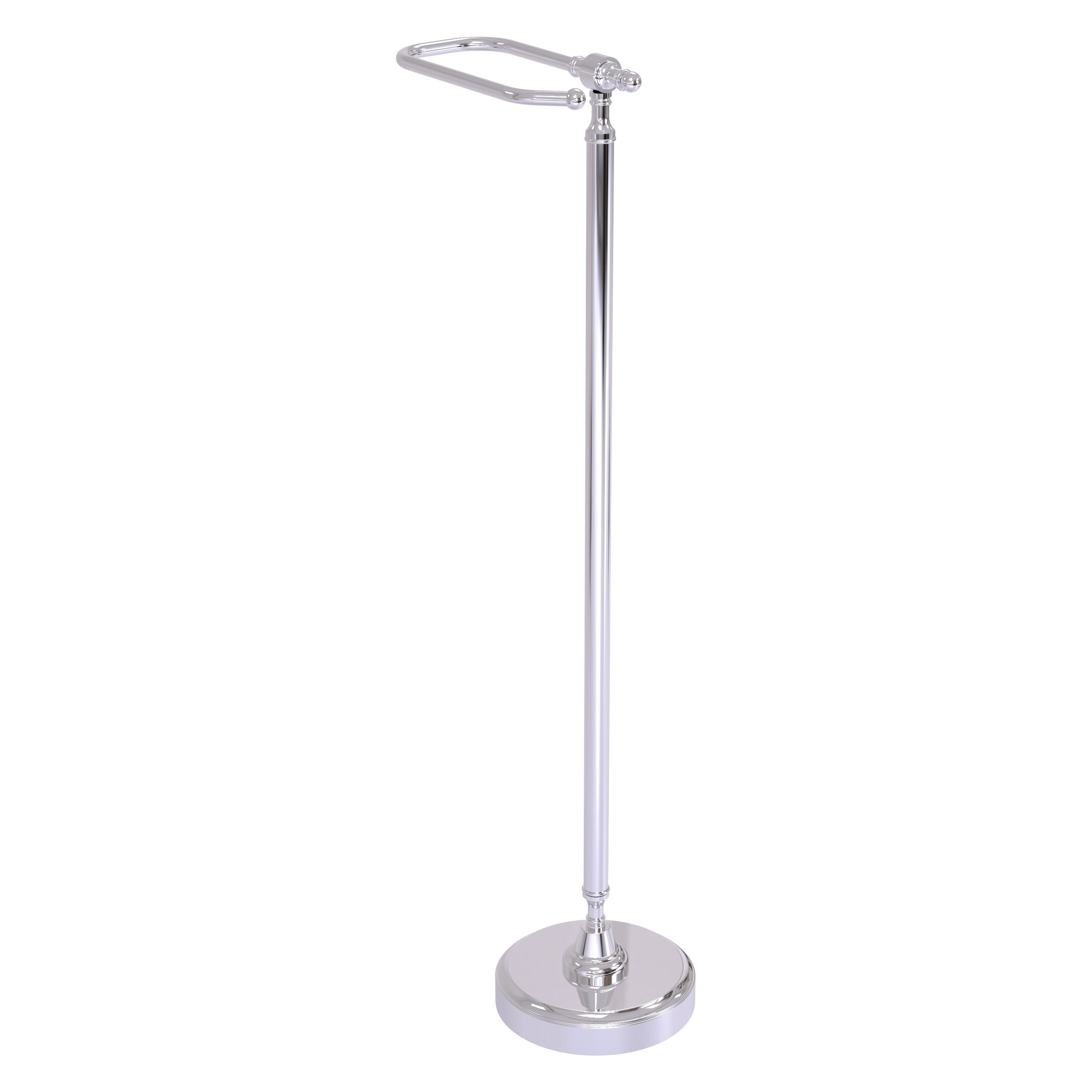 Allied Brass RWM-5-PC Retro Wave Polished Chrome Freestanding Single post Toilet Paper Holder 1 -Rolls with Storage