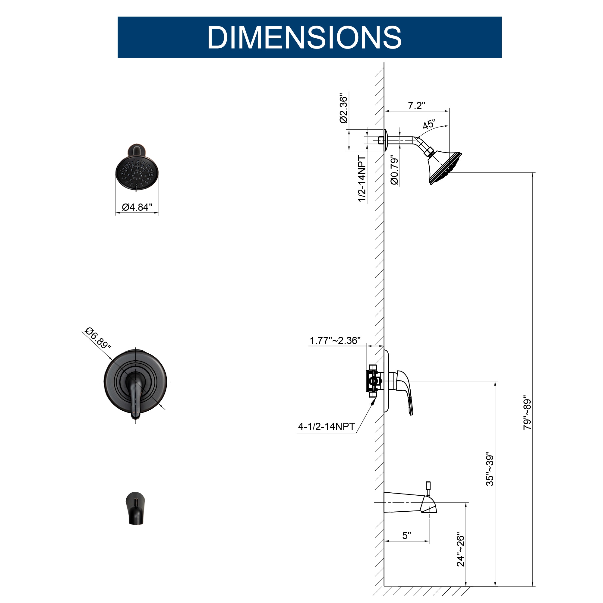 GZMR GZ-MS612BN Showerhead-Bar-Panels - View #9