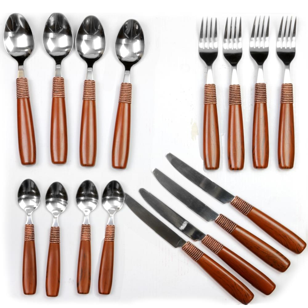 Gibson Home Wood Scroll 16-Pieces Polished Modern Flatware at Lowes.com
