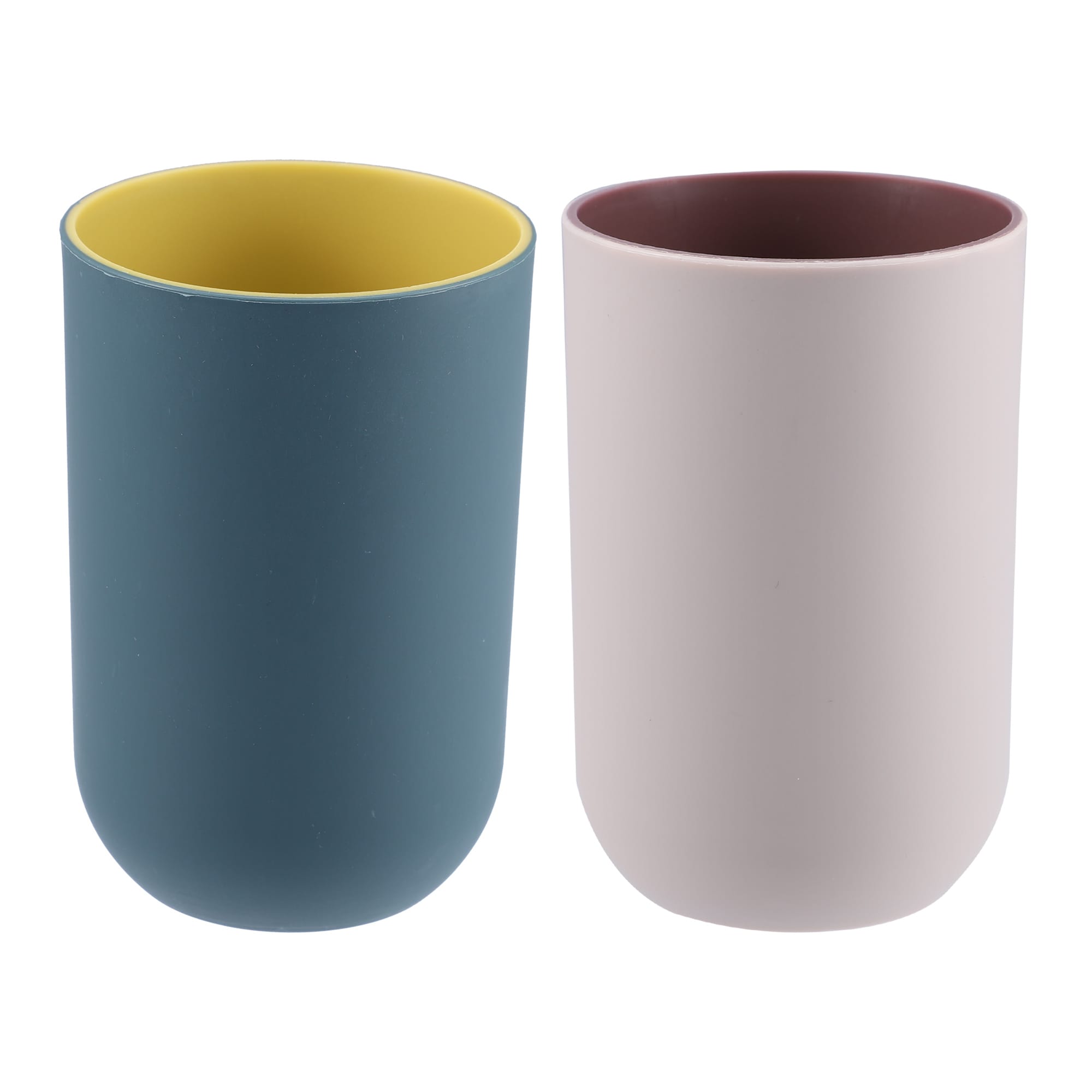 Unique Bargains 2pcs Bathroom Cups Toothbrush Cup Bathroom Toothbrush Cup Deep Blue and Pink 4.33 Inch x2.76 Inch 350ml