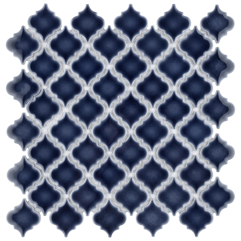 Affinity Tile S1FKOLTR50 Sample- Hudson Tangier Noir 6-in x 6-in Glossy Porcelain Patterned Floor and Wall Tile