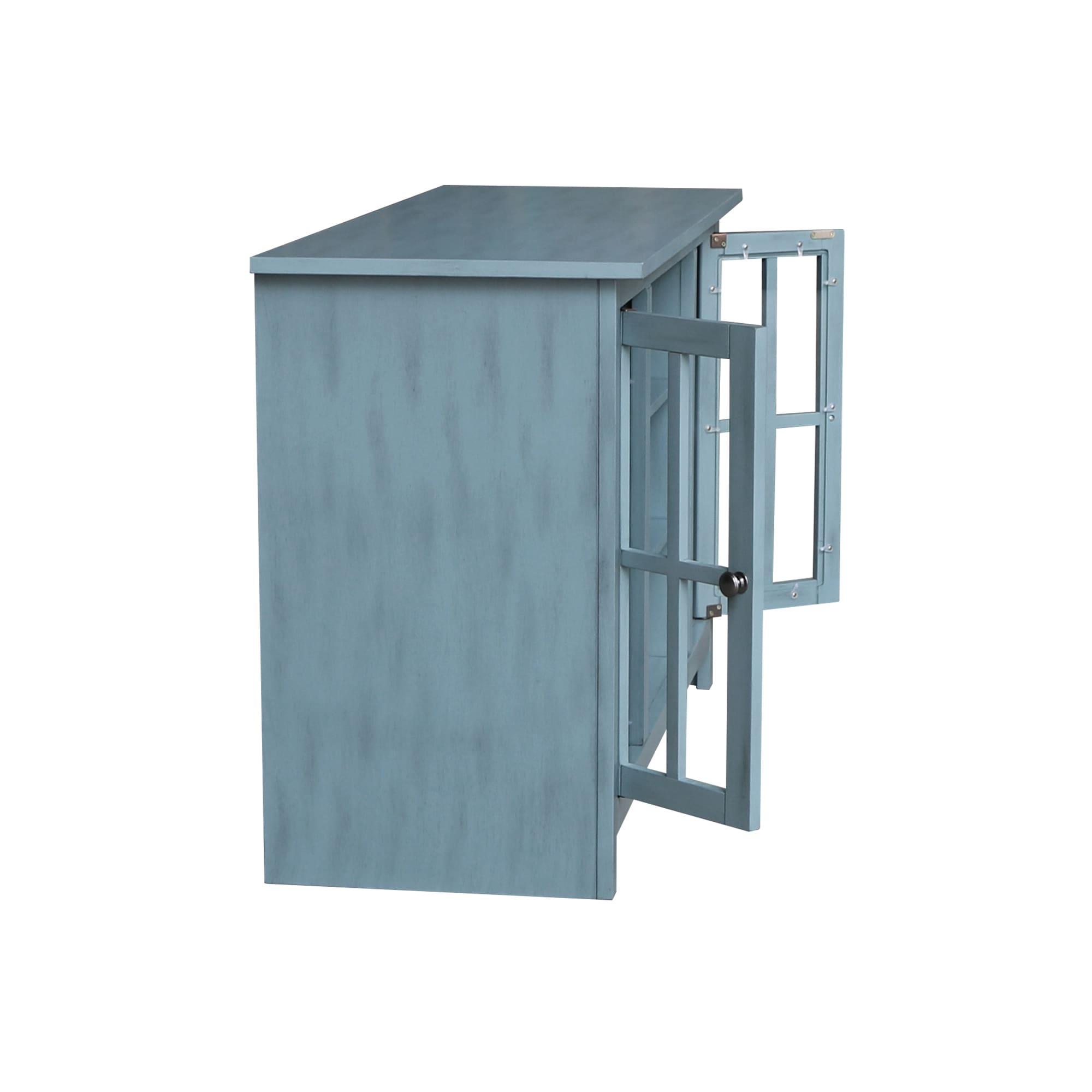 Elegant Gray 53" Solid Para Wood TV Stand with Cabinet Doors
