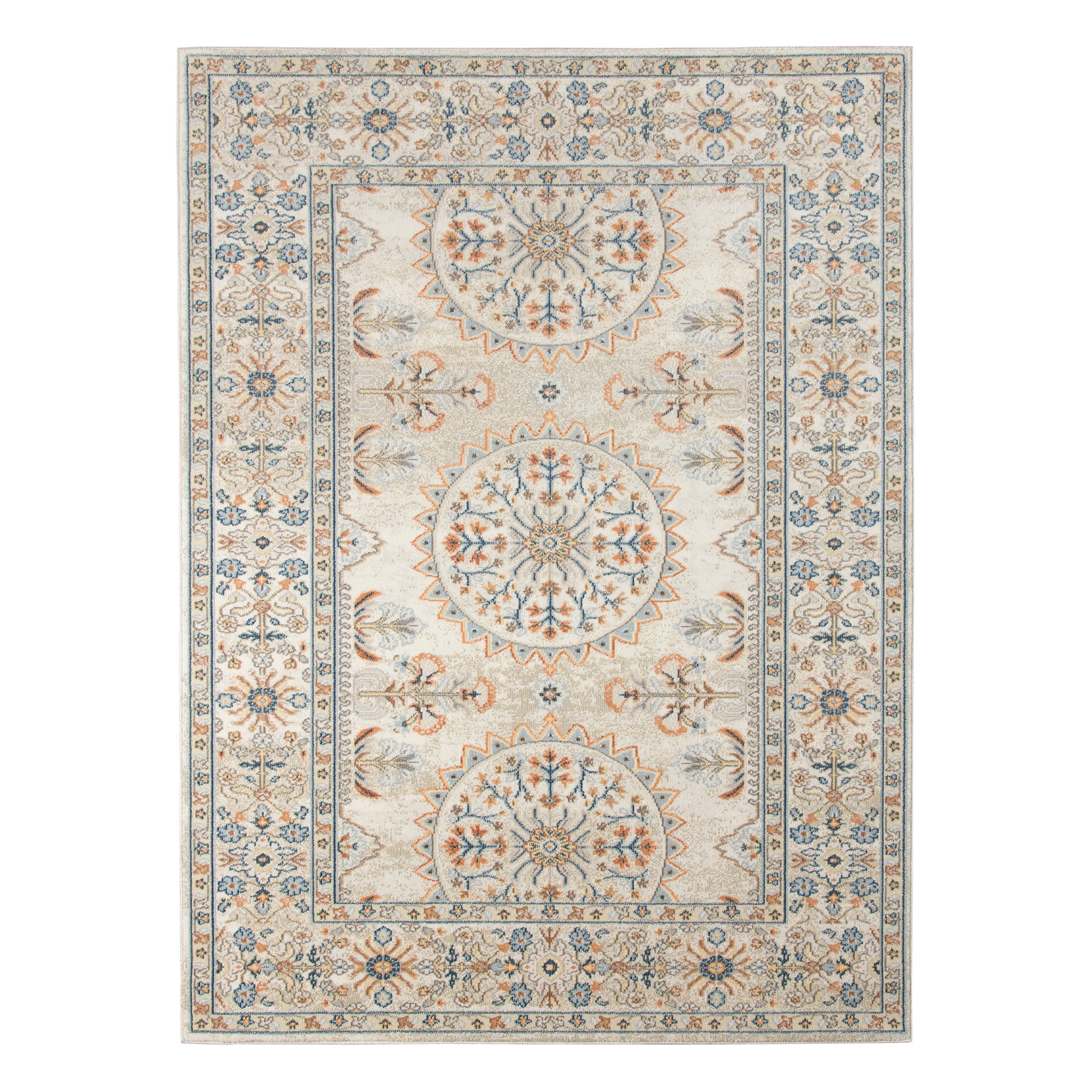 AMER BHM80203 Bohemian 2 x 3 (ft) Loomed Polypropylene Beige/Orange Rectangular Indoor/Outdoor Border Throw rug