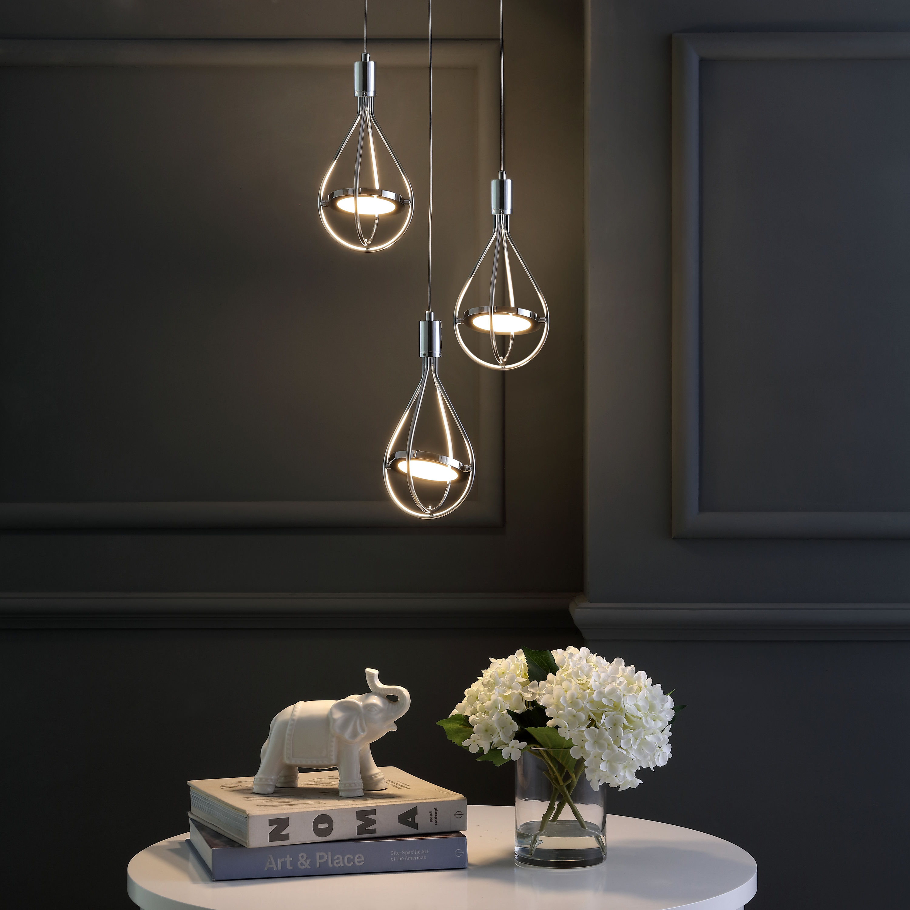 Orion 11.5" Chrome Polished Adjustable 3-Light LED Metal Pendant