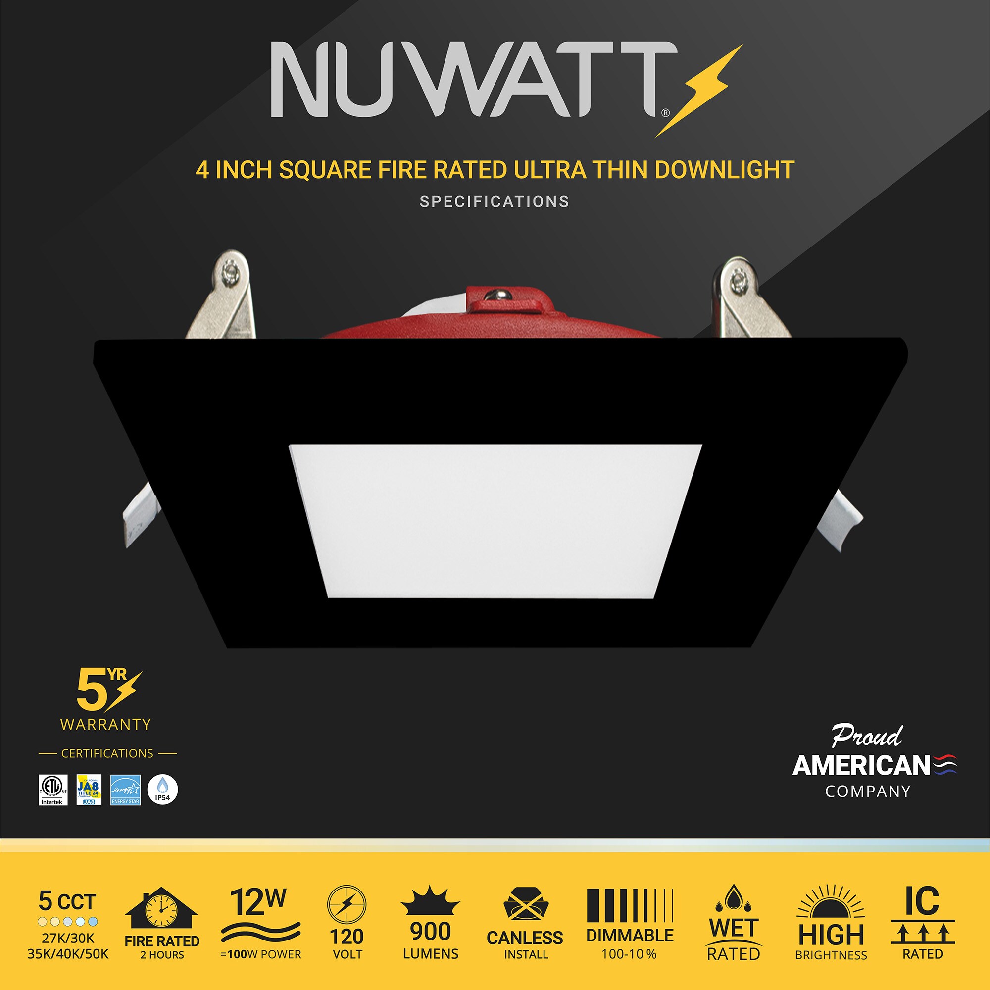 NUWATT PSQDL412W5CTFRBLK12P Led-Retrofit-Downlight - View #2