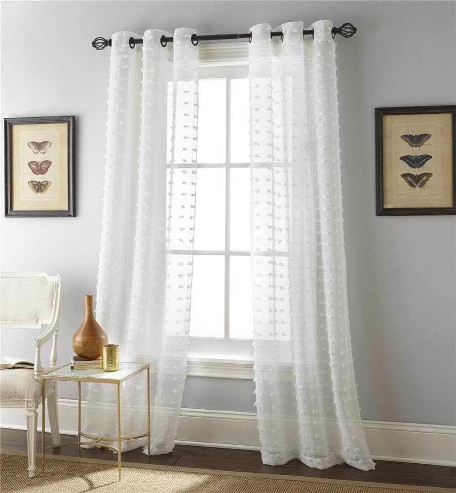 84-in White Light Filtering Grommet Curtain Panel Pair Polyester | - allen + roth PAYTON-P-WHT-84