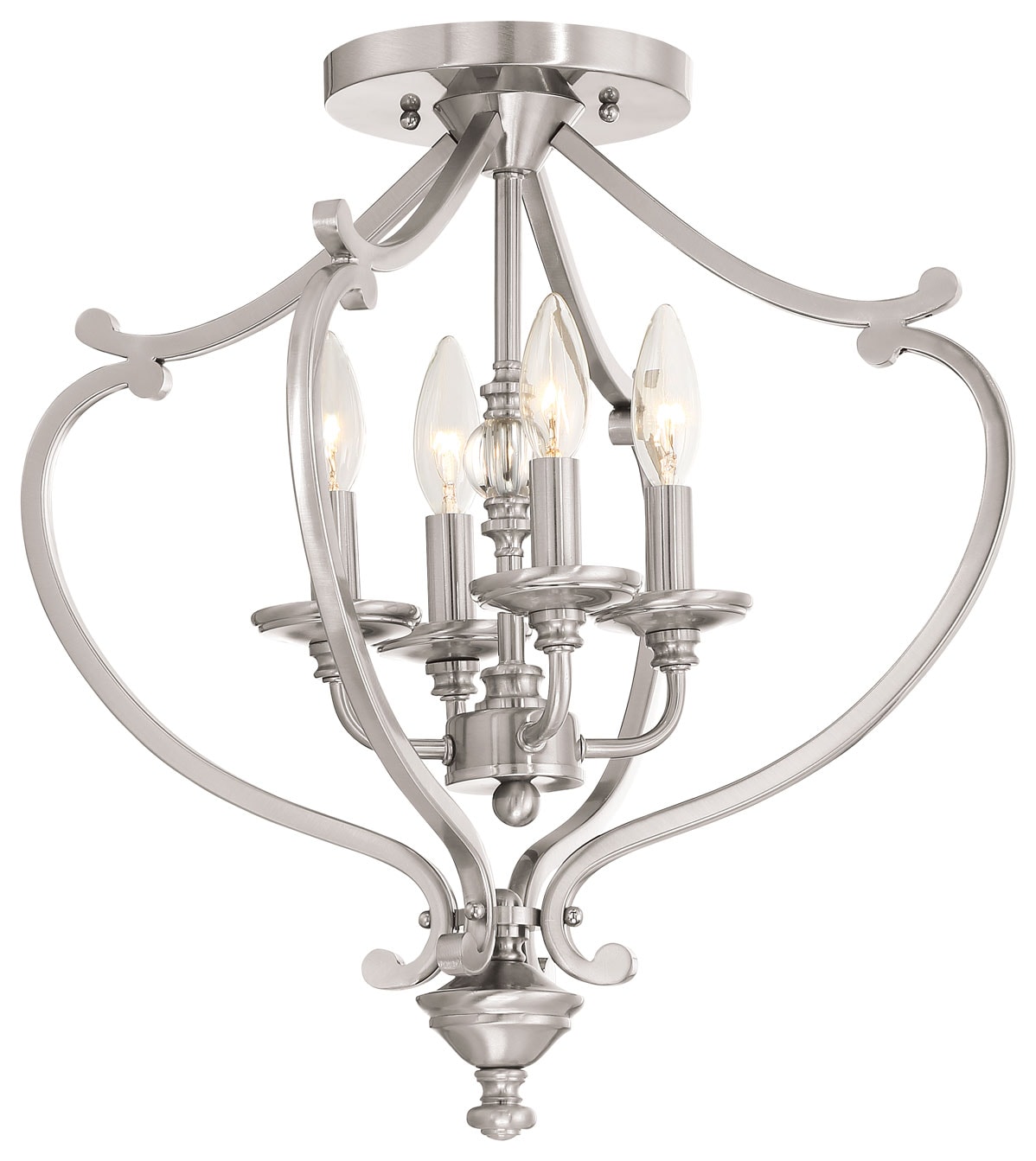 Savannah Row 4-Light Brushed Nickel Semi-Flush Mount with Clear Glass