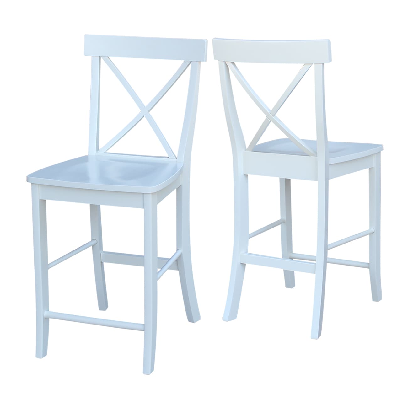 Coastal White Solid Wood 24" Counter Stool