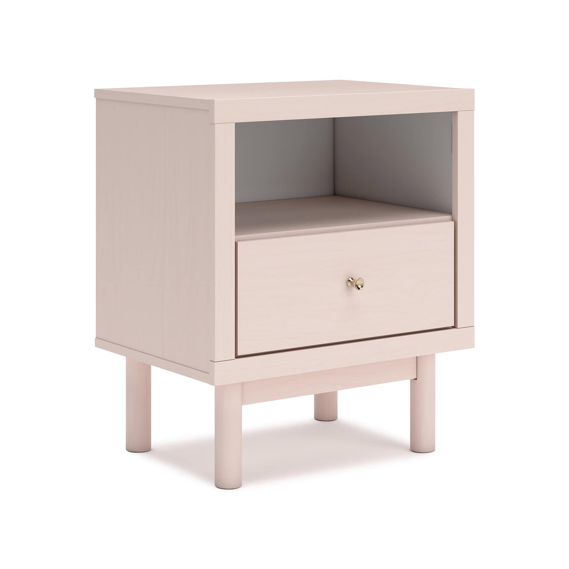 Signature Design by Ashley - Wistenpine Blush Pink One Drawer Nightstand with USB Charging Ports