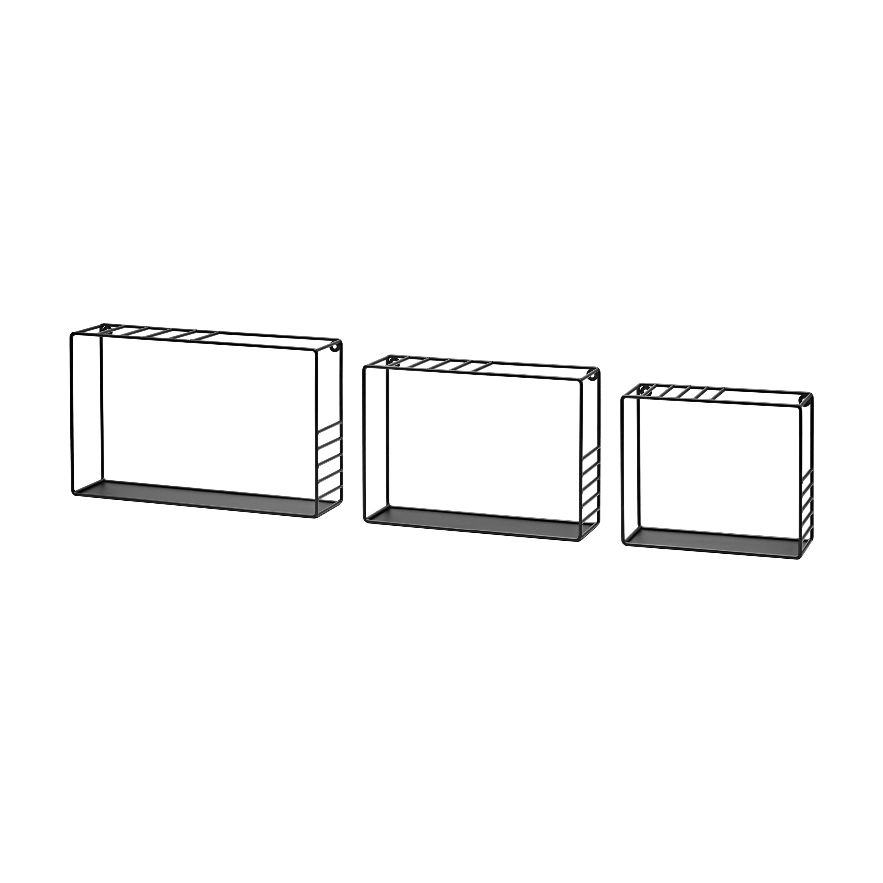 DOLLE 130415 16.5-Inches L x 10.2-Inches D x 3.9-Inches H Black Metal Square Floating shelf 3 Decorative Shelves