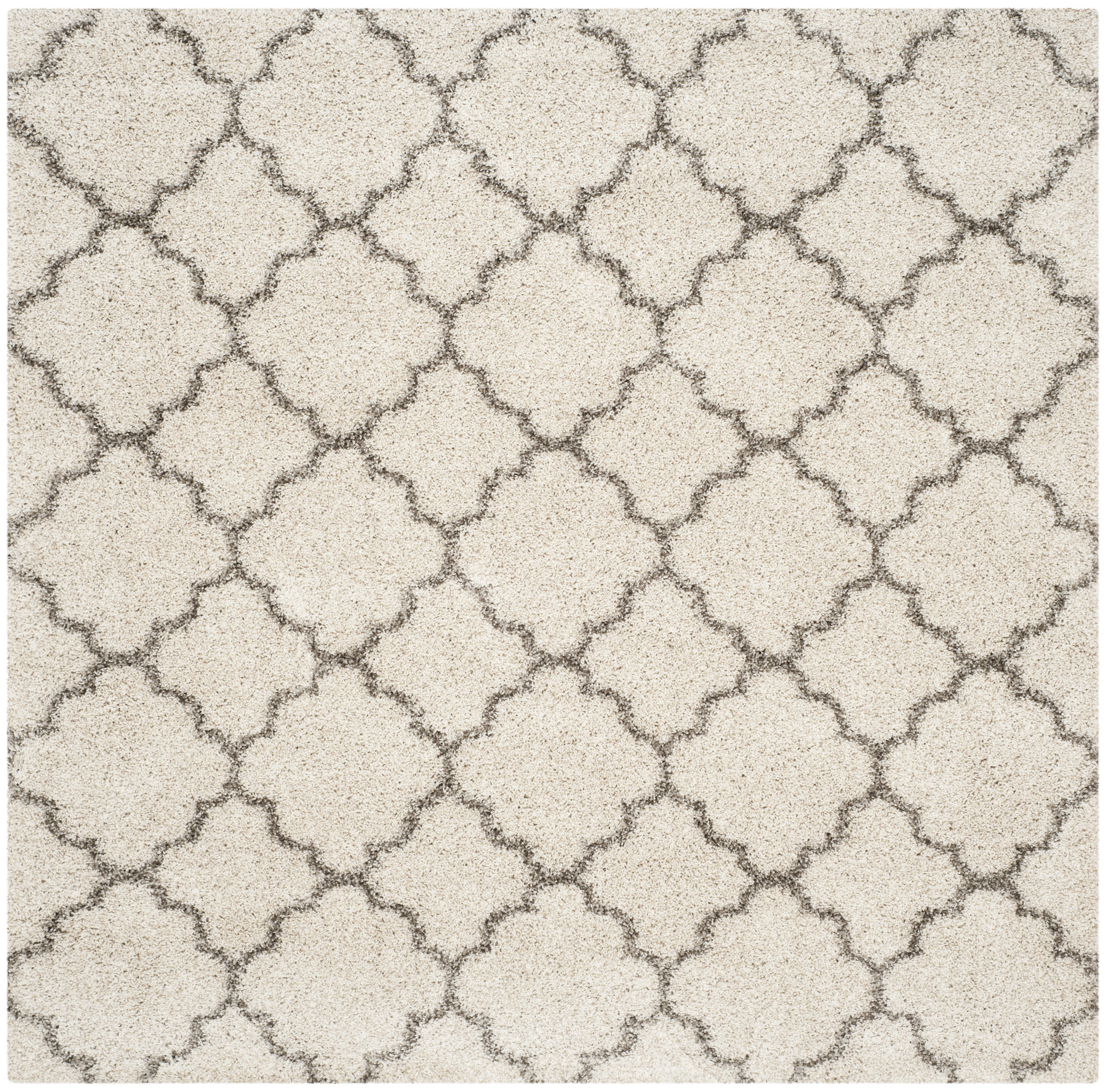 Safavieh SGH282A-7SQ Hudson Theron Shag 7 x 7 (ft) Loomed Polypropylene Ivory/Gray Square Indoor Trellis Area rug