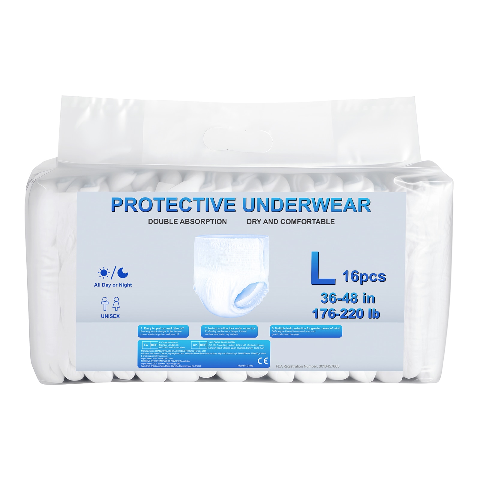 GIVIMO Adult Incontinence Underwear - L Size - 64-ct - 4 Packs of 16 - High-Absorbency Disposable Pull-On Briefs for Men and Women - Leakproof Leg Cuff - Wetness Indicator
