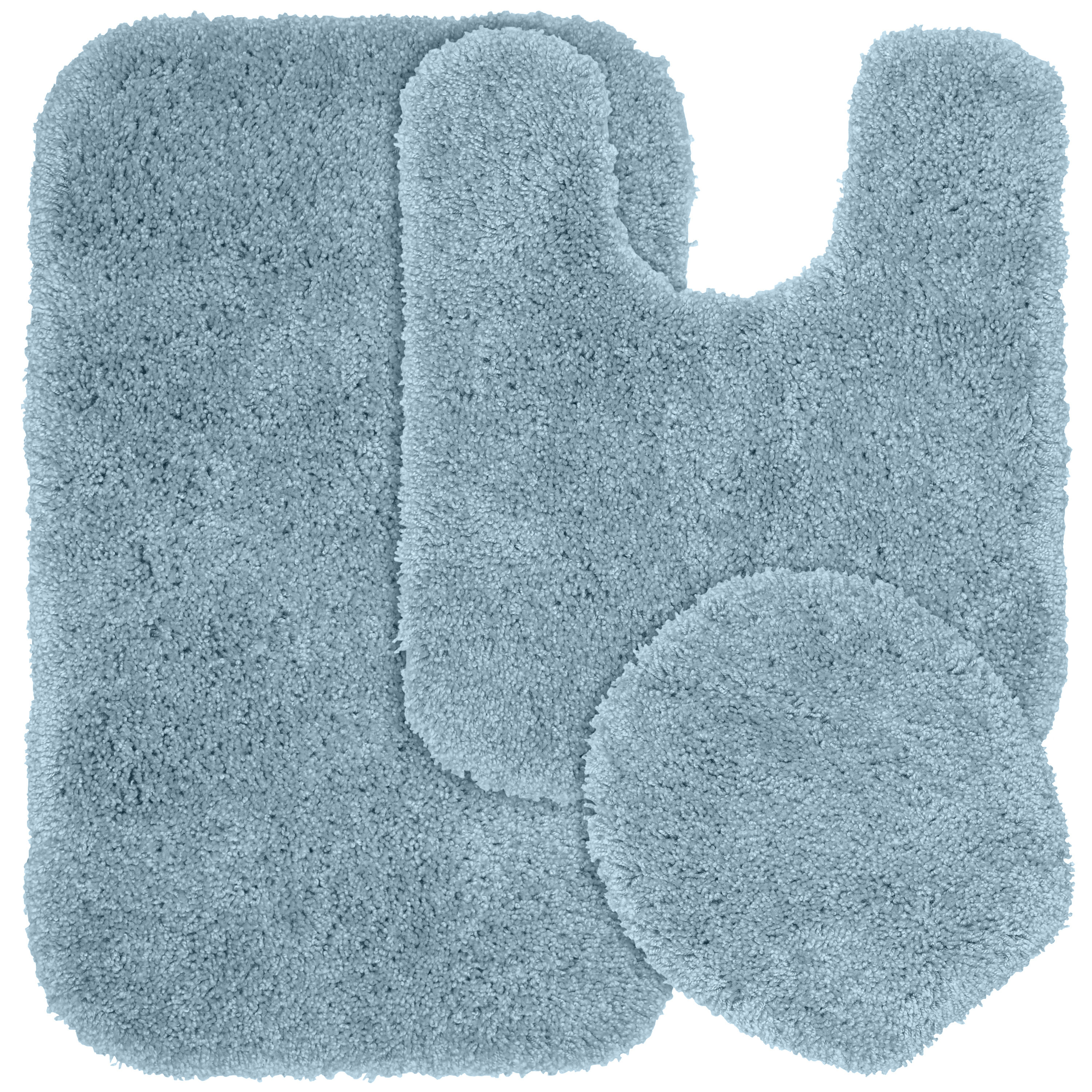 Garland Rug BA100W3P02J4 Serendipity 21-in x 34-in Basin Blue Nylon Bath mat set