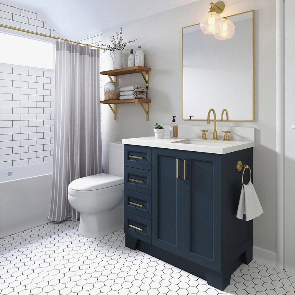 ARIEL Taylor 37-in Midnight Blue Undermount Single Sink Bathroom Vanity ...