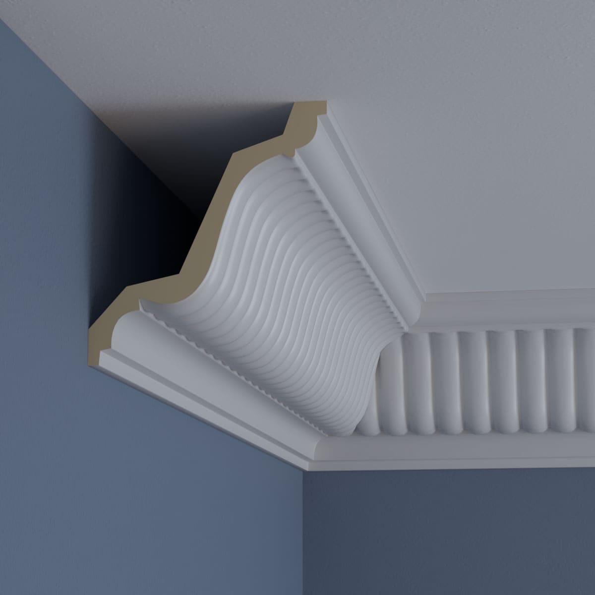 Carrillo Large White Polyurethane Crown Moulding, 94.5 inches