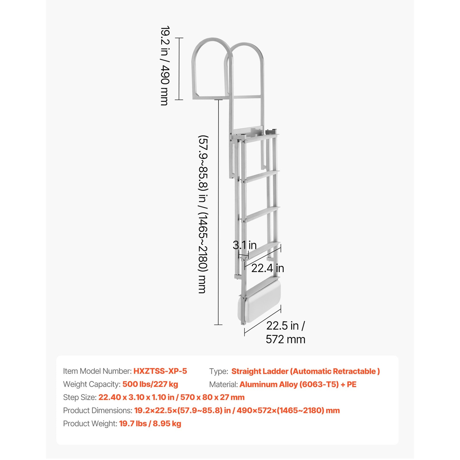 Mecale YAS-O15ZGR Boat-Ladders - View #3