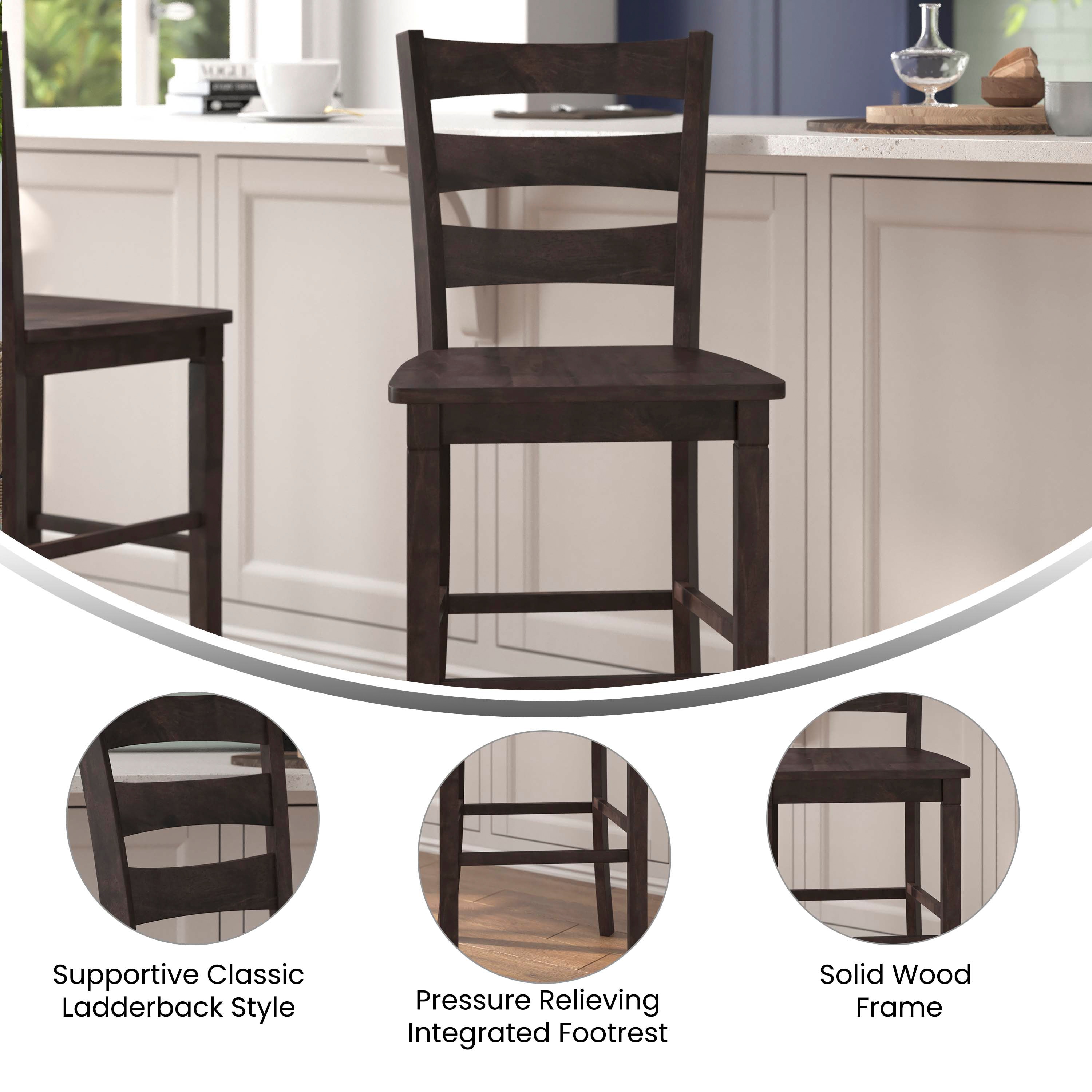 Taylor & Logan Laurel Solid Wood Counter Stool (Set of 2)