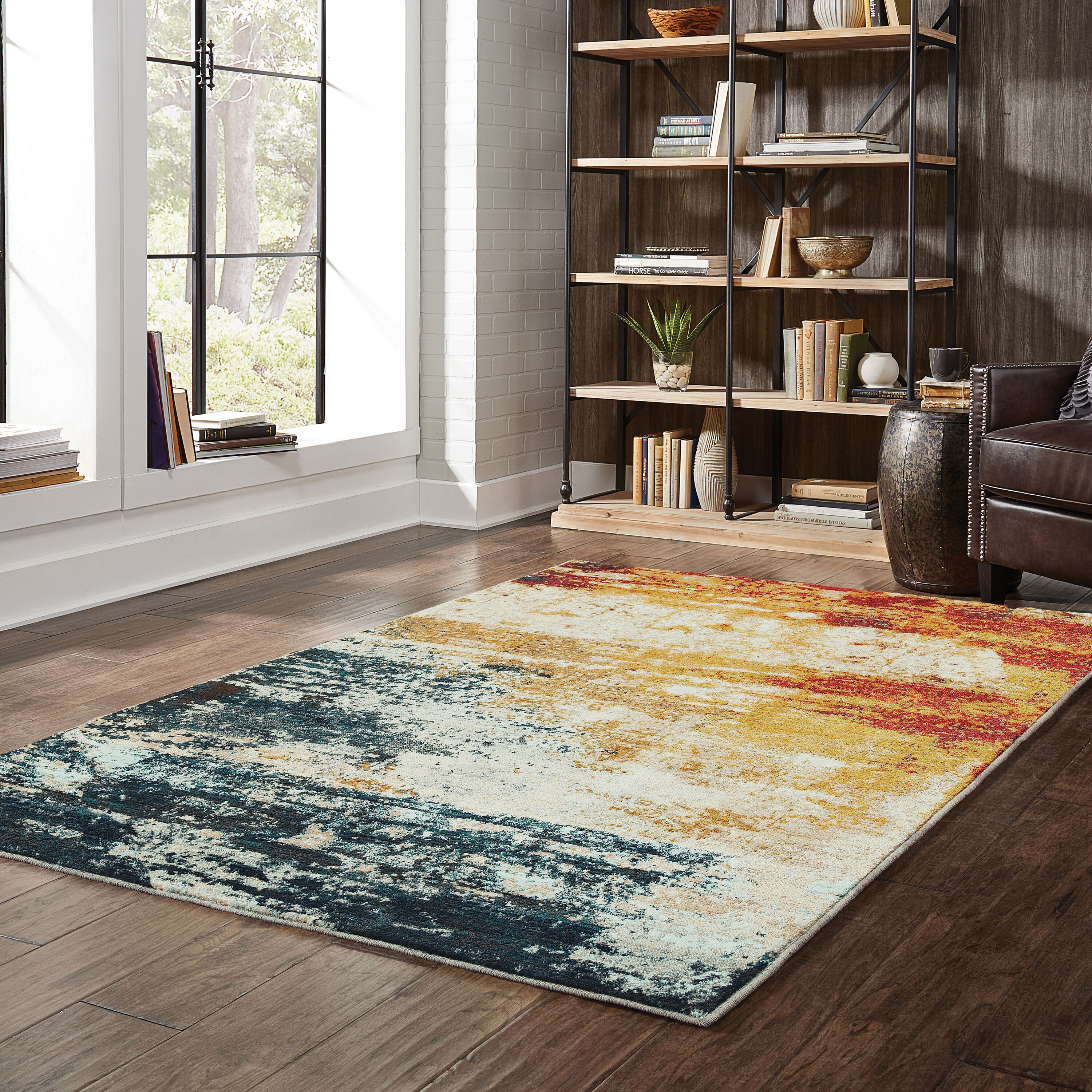 Sedona Midnight Teal & Saffron Oriental Area Rug, 7'10" x 10'10"