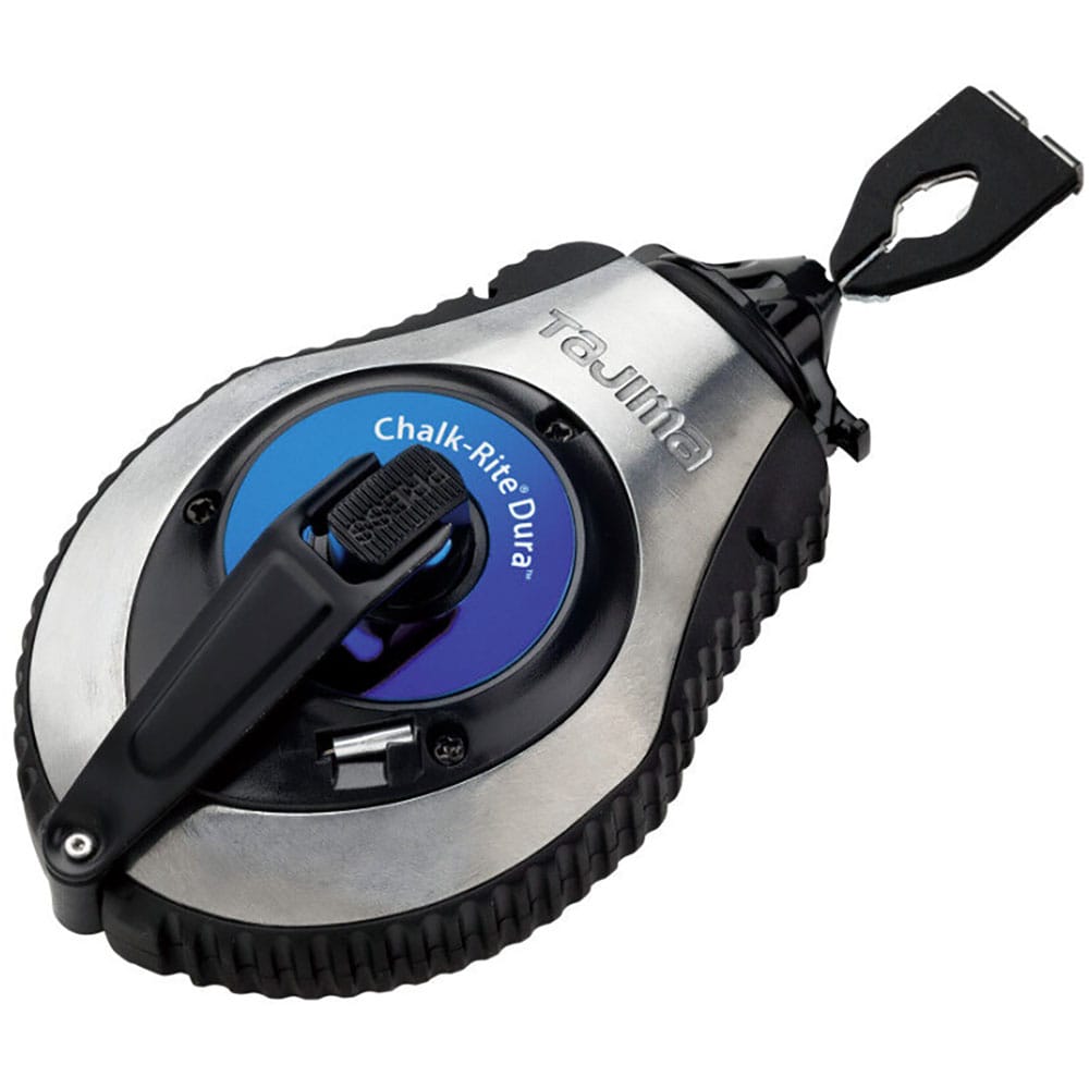 Tajima  Chalk Line Chalk-Rite Dura Chalk Box with Ultra-Thin 0.5mm Snap Line and Integrated Handle Release CR402S