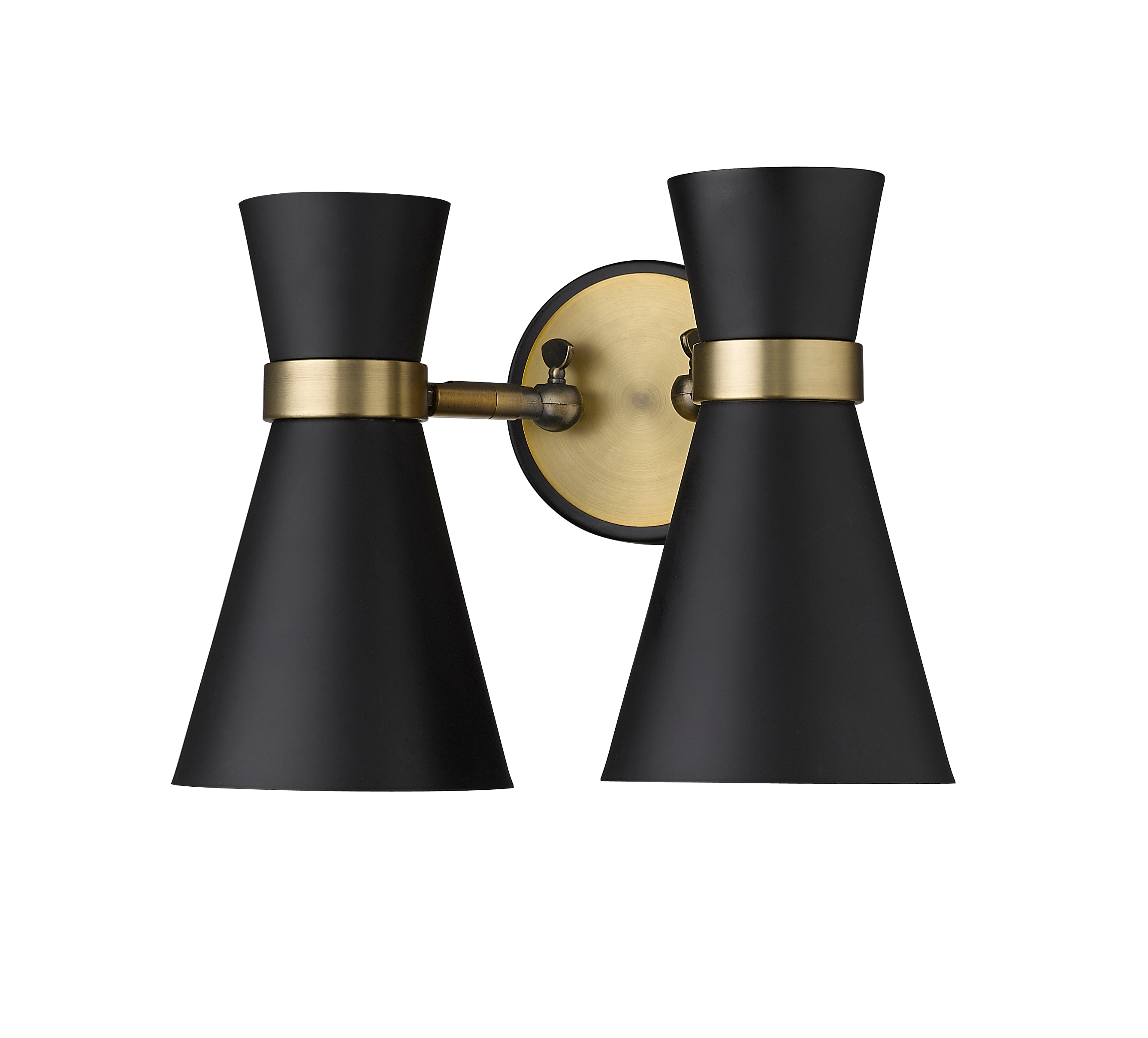 Soriano Matte Black and Brass Twin Light Wall Sconce