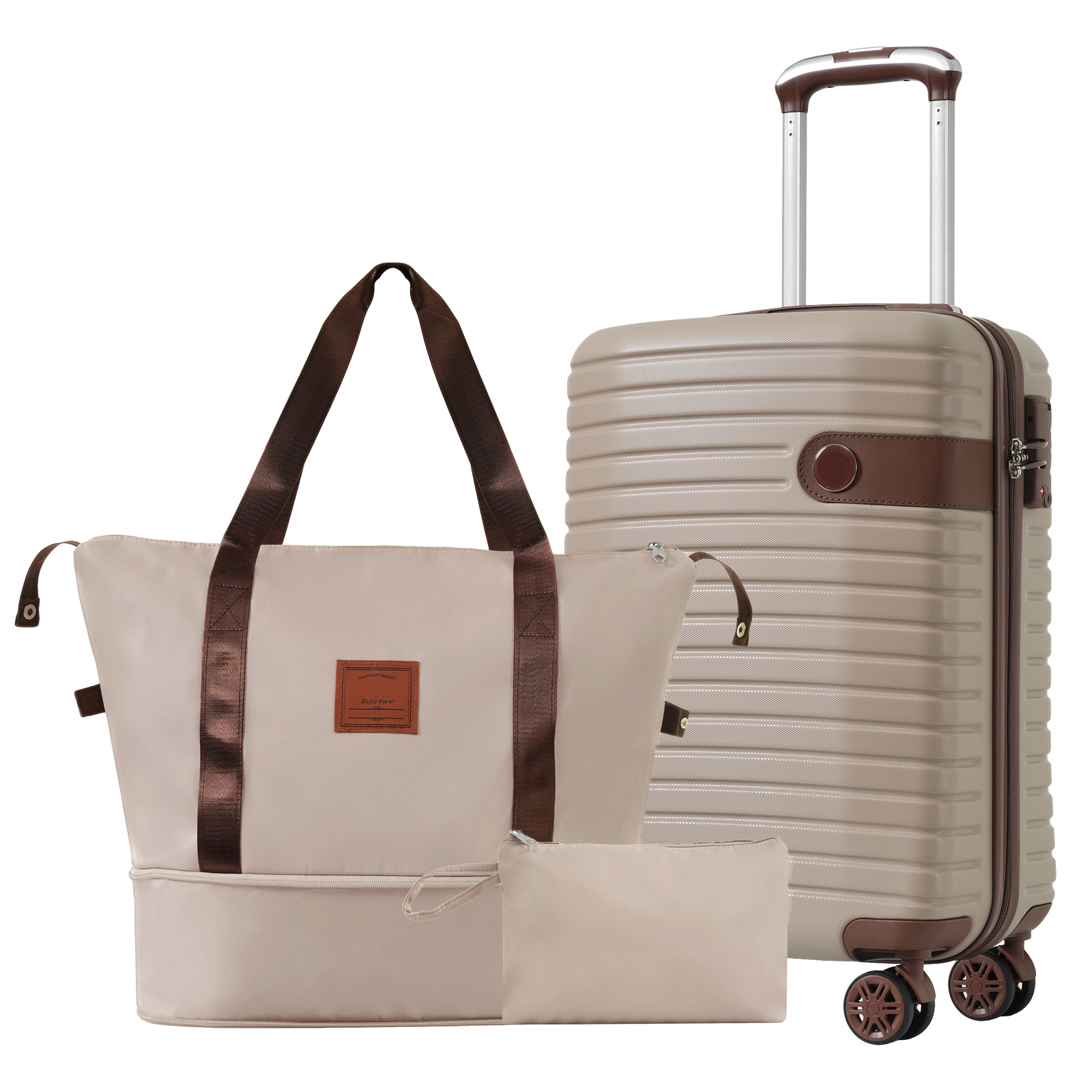 LUXEYARD - 3 Piece Carry On Luggage Set Airline Approved Lightweight Hardshell ABS Suitcases with...