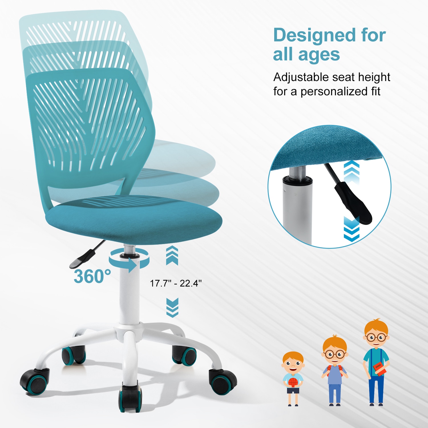 Homy Casa CARNATION FLE AQUA Office-Chairs - View #6