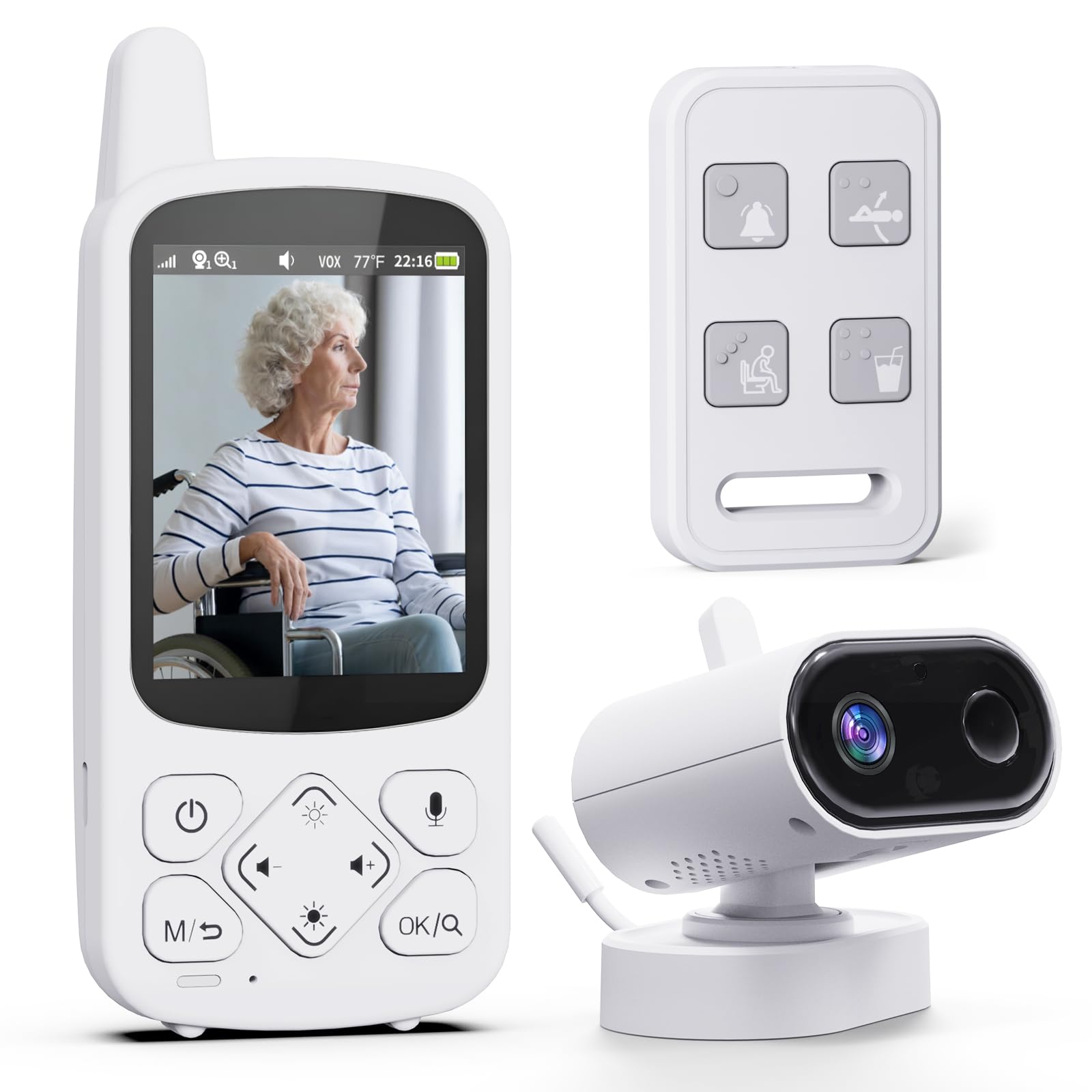 Vrbgify  Elderly Monitor with Camera and Audio Two Way Talk Med Reminder and Temperature Sensor No Wifi No App Needed durable home and garden