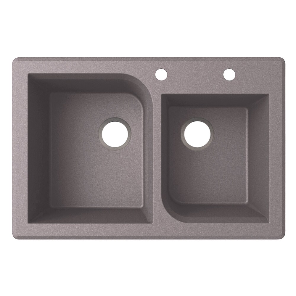 Swanstone Dual Mount 33 In X 22 In Metallico Granite Double Offset Bowl   04791825 