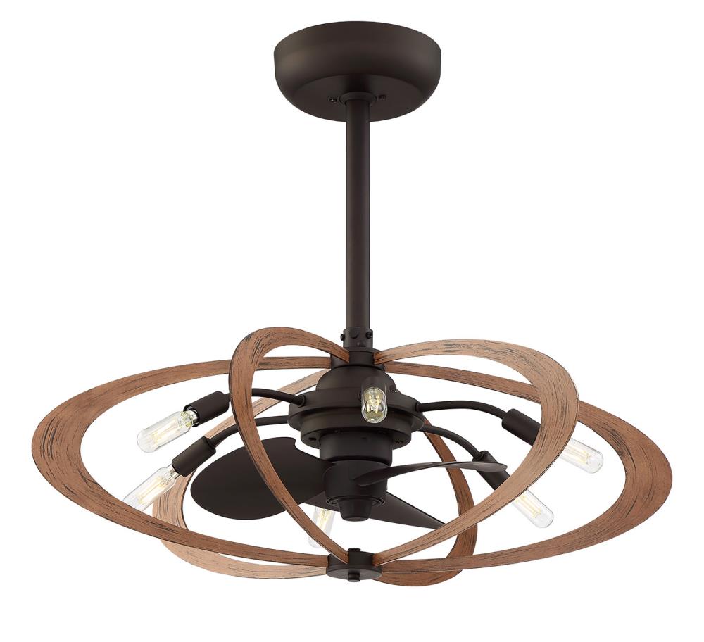 allen + roth WL-2336AB Aspect 27.5-in Aged Bronze, Wood Grain Ceiling Fan with Light Kit and Remote (3-Blade)