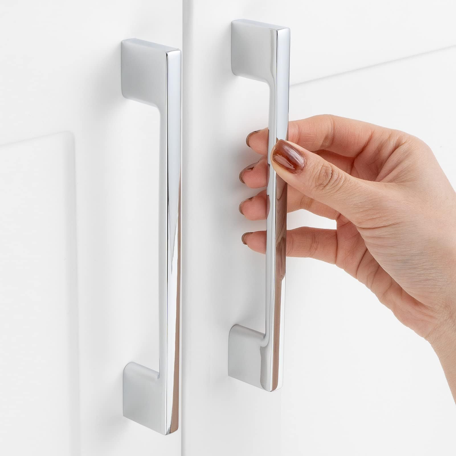 AKSCYZM  10 Pack 5 Inch Hole Centers Polished Chrome Cabinet Pulls Kitchen Hardware for Cabinets Drawers Bedroom Dresser Bathroom Vanity Cupboard