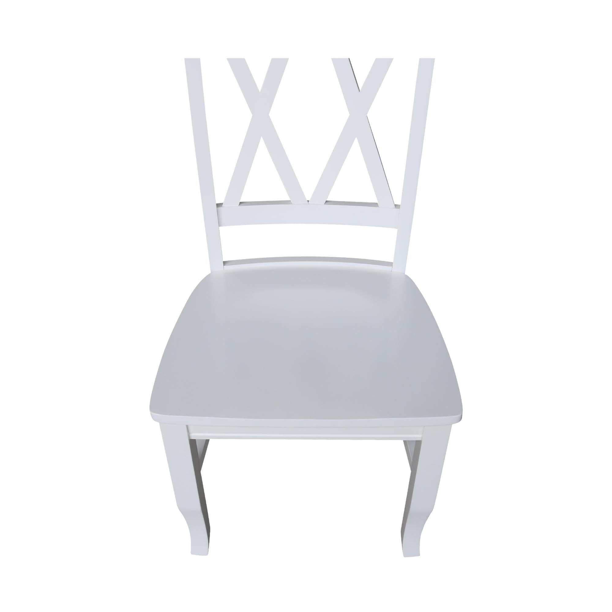 White High Cross Back Wood Side Chair Set