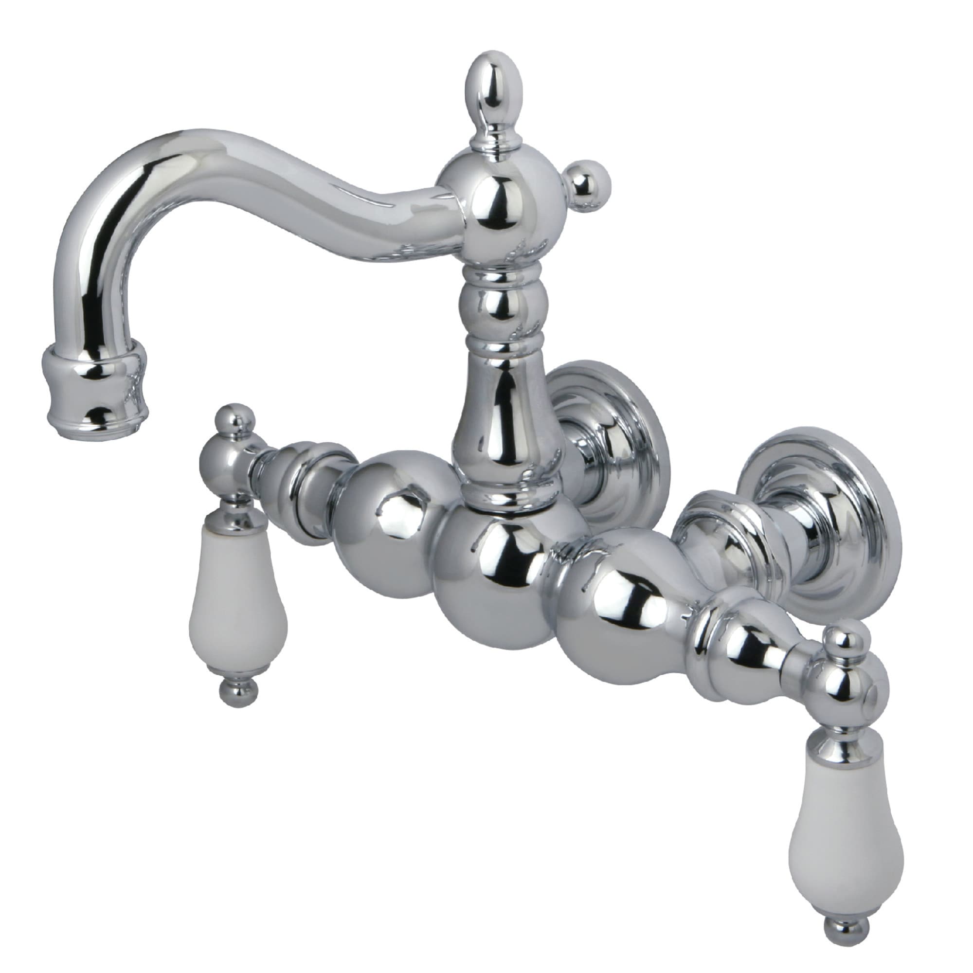 Kingston Brass WLCC1006T1 Vintage Polished chrome 2-handle Wall-mount High-arc Bathtub Faucet ( Valve Included )