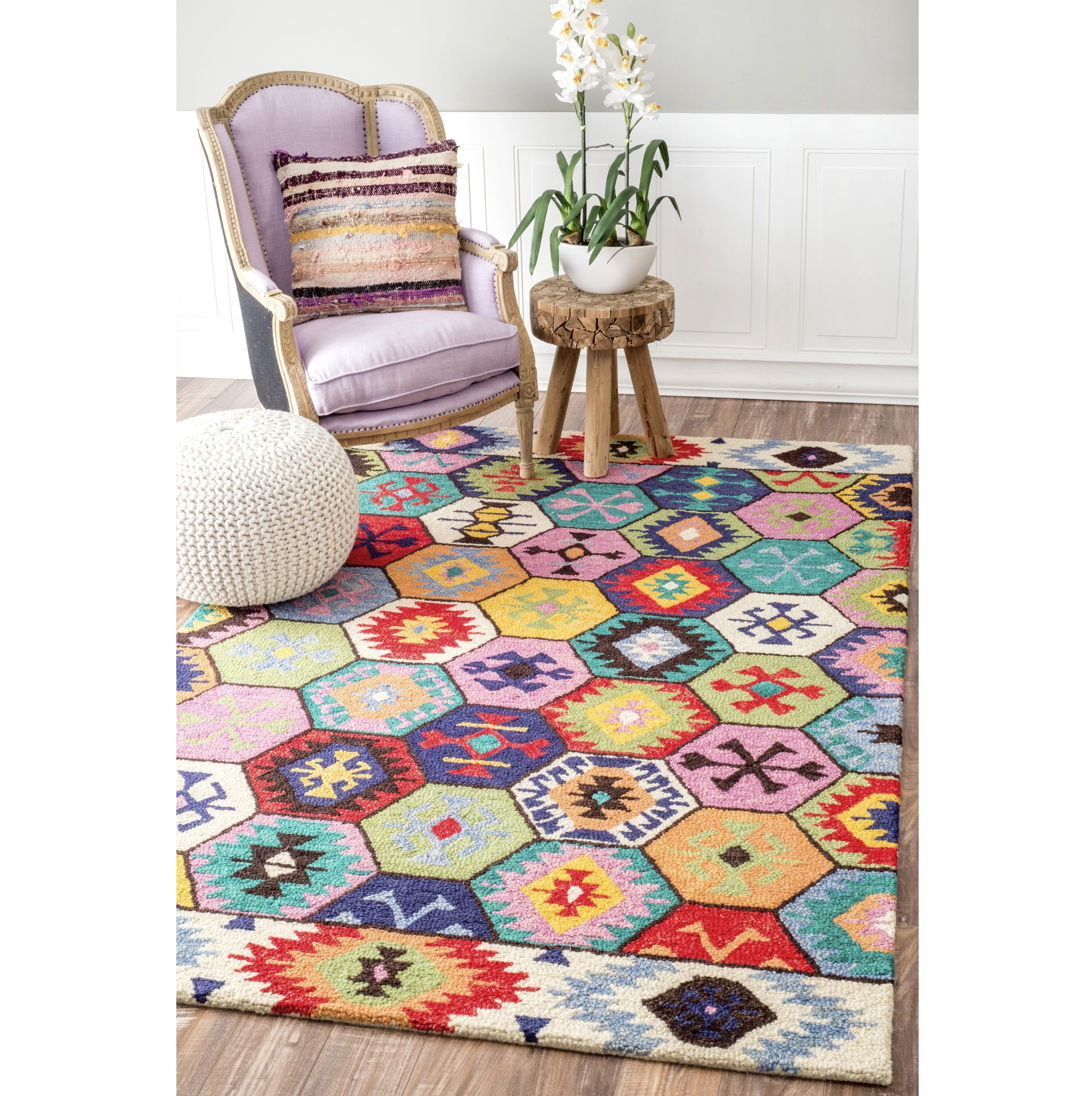 nuLOOM MJAH06B-609 Anaheim 6 x 9 (ft) Tufted Wool Multi Rectangular Indoor Geometric Global Area rug
