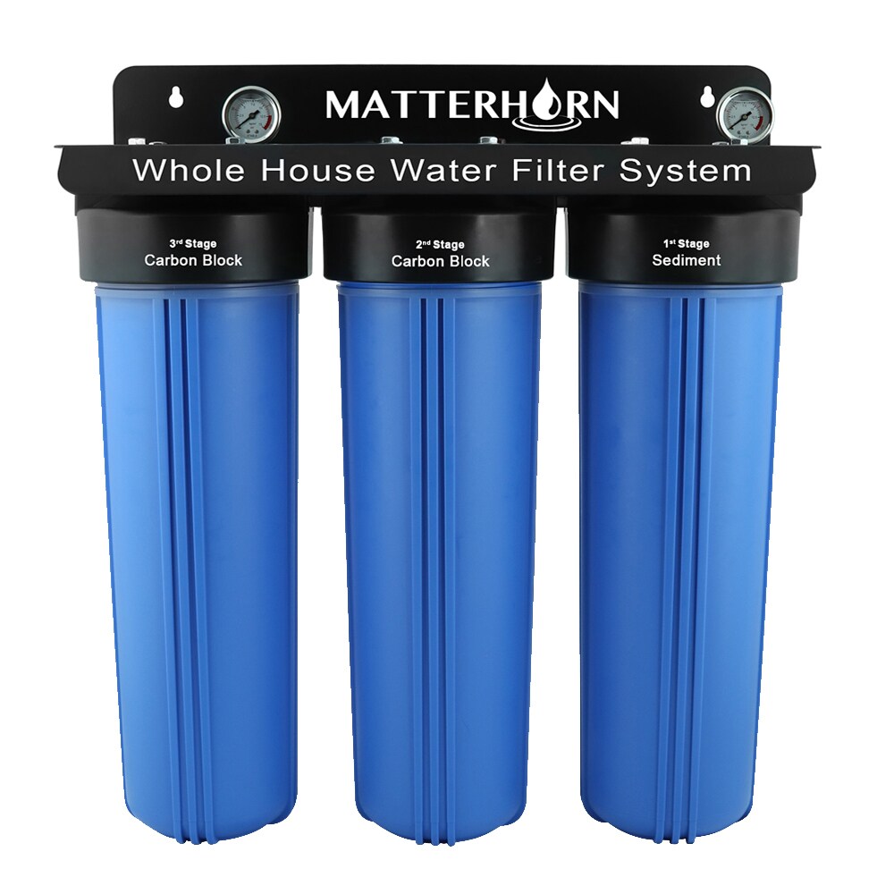 Matterhorn Efficient Triple-stage 10-GPM KDF Whole House Water Filtration System in Blue | MWH-3021